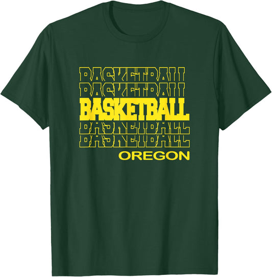 Basketball Oregon in Modern Stacked Lettering T-Shirt - T-Shirt | Forest