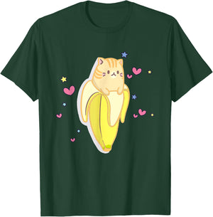 Bananya Banana Funny Cat Cute Kawaii Kitten T-Shirt - T-Shirt | Forest