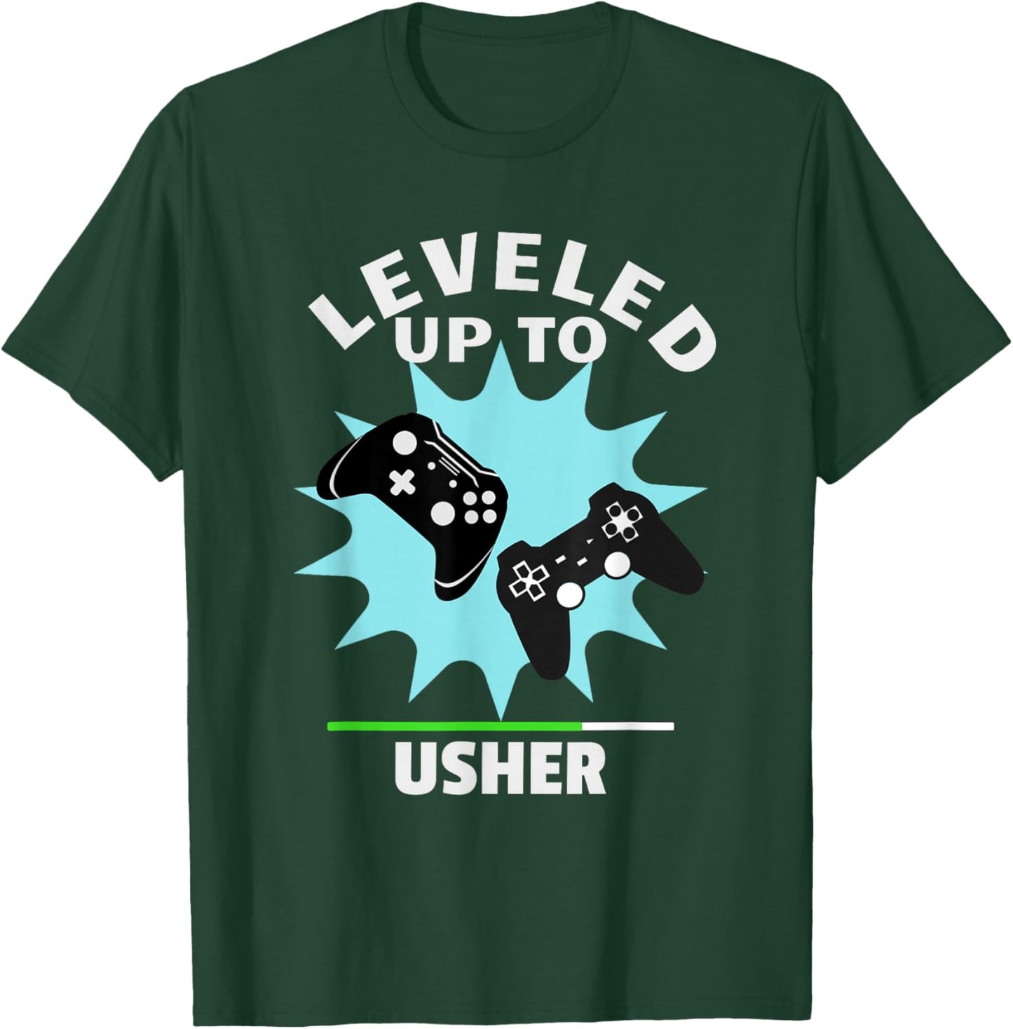 Usher Wedding Gift Funny Leveled Up Gamer T-Shirt - T-Shirt | Forest