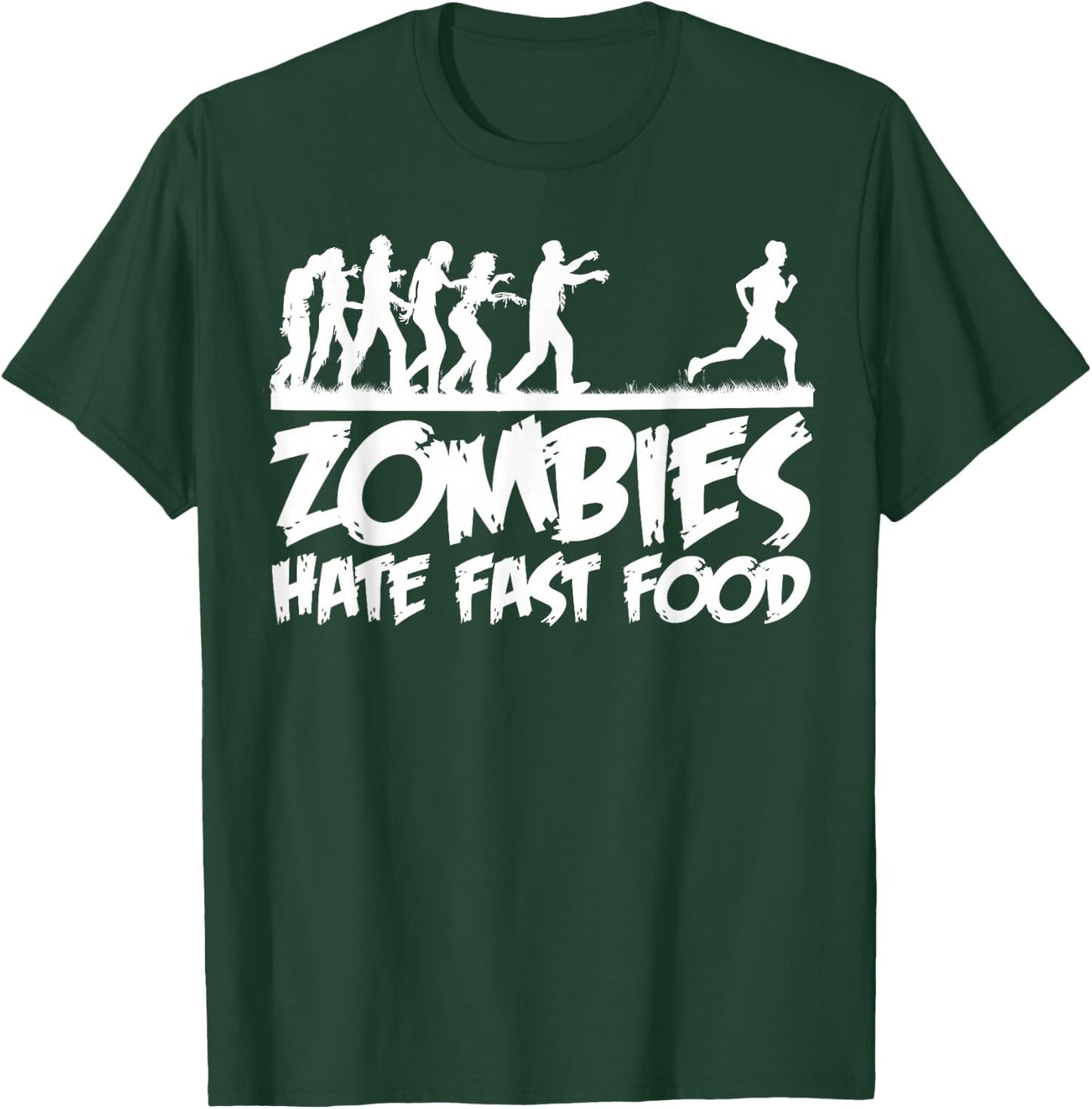 Zombies Hate Fast Food funny Halloween Runner zombie T-Shirt - T-Shirt | Forest