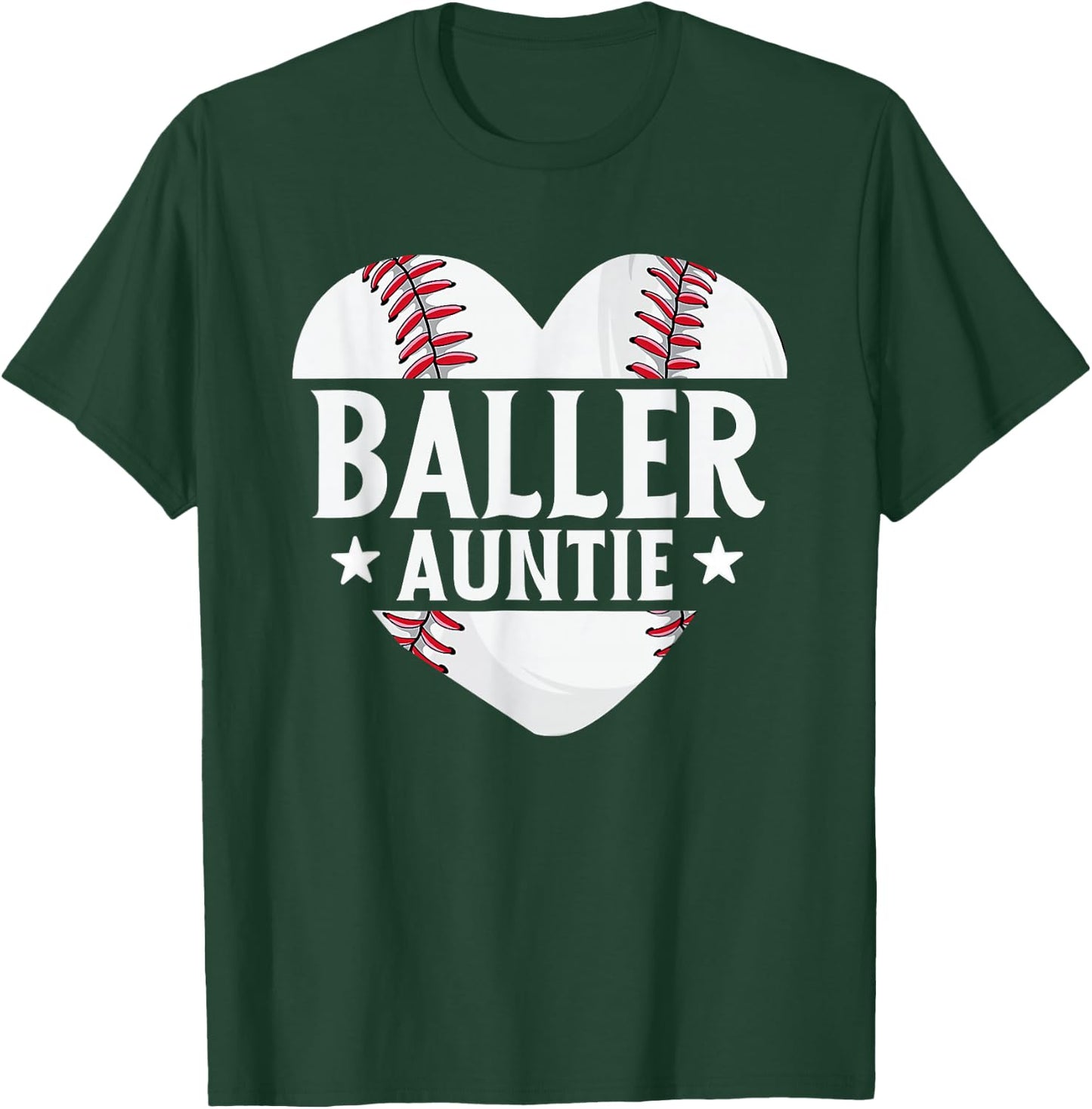 Baseball Aunt Gifts Baller Auntie Mother's Day Mom Women T-Shirt - T-Shirt | Forest
