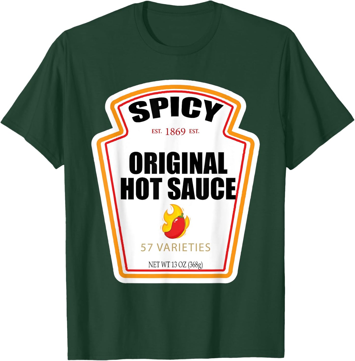 Halloween Matching Costume Spicy Chili Sauce Bottle Label T-Shirt - T-Shirt | Forest
