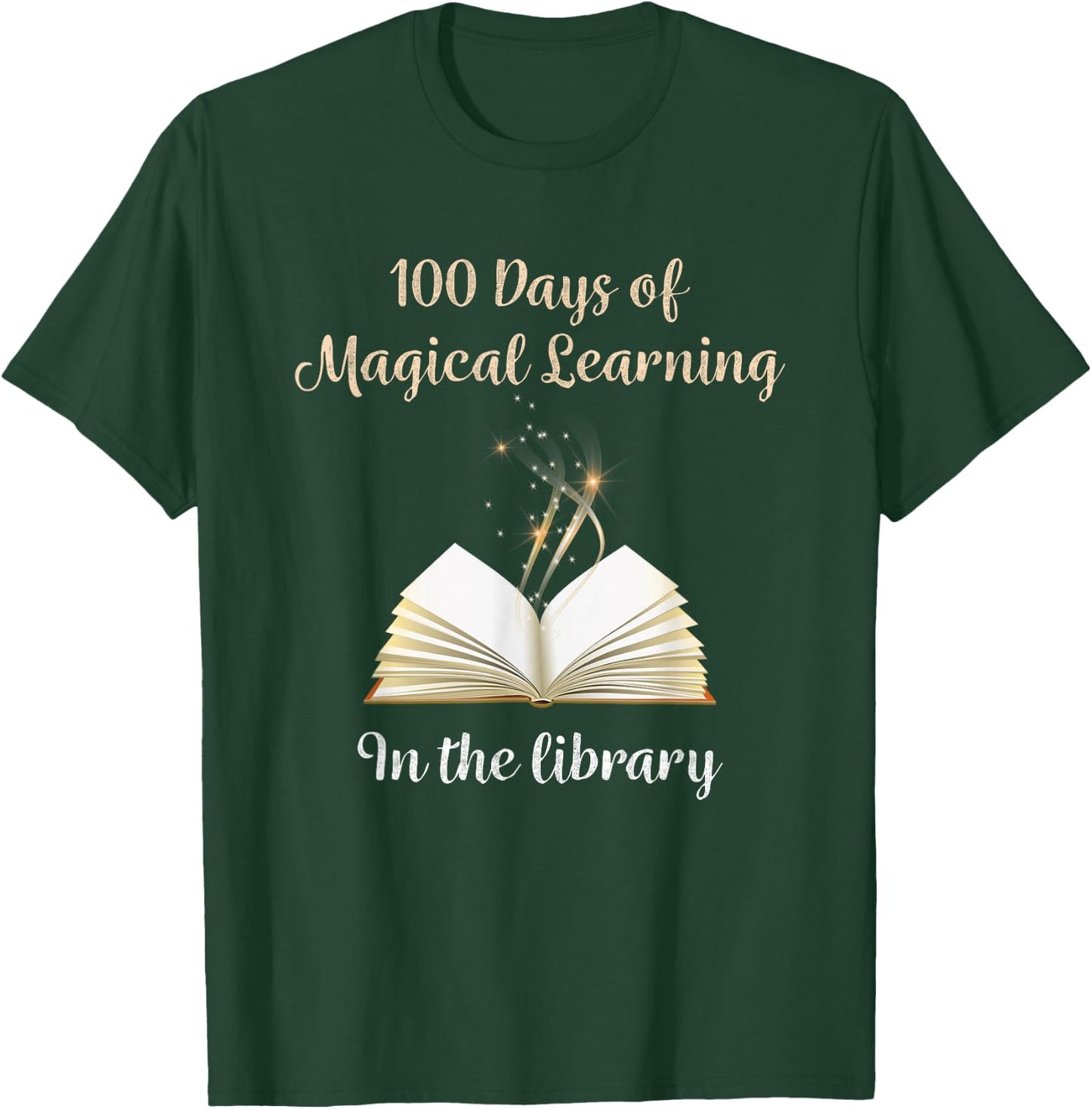 100th Day of School Magical Library Learning Adventure T-Shirt - T-Shirt | Forest