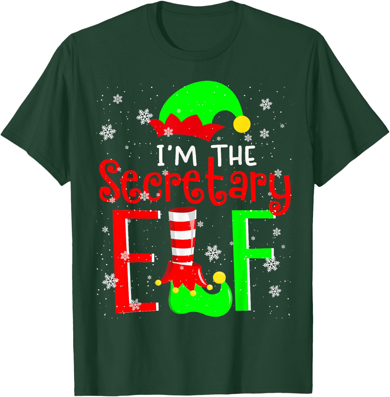 I'm The Secretary ELF Funny Christmas Elf Matching Family T-Shirt - T-Shirt | Forest