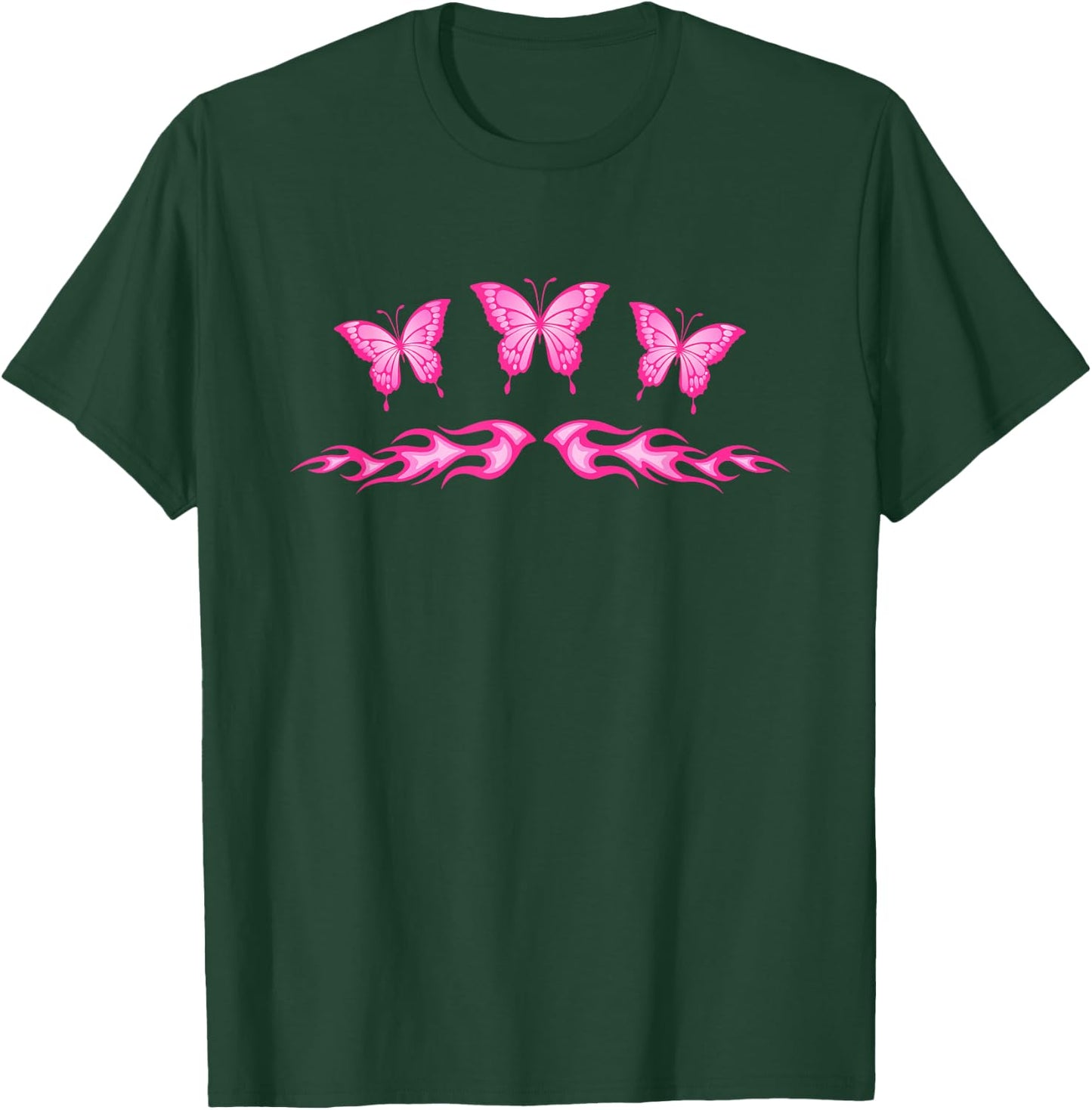 Fairycore Pink Butterfly Tattoo Flames y2k Egirl Aesthetic T-Shirt - T-Shirt | Forest