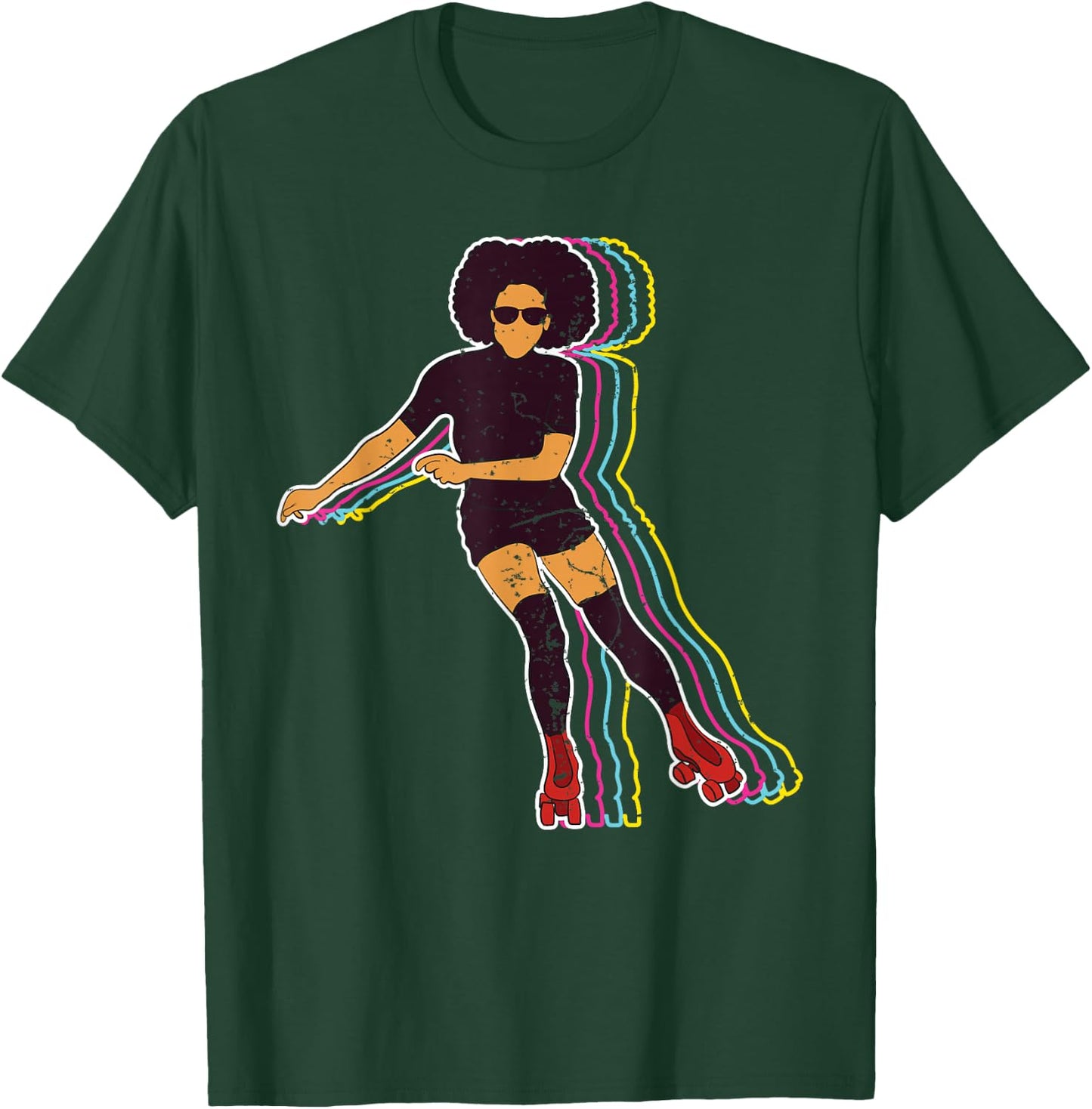 Vintage Roller Skating Girls Clothes Afro 70s 80s T-Shirt - T-Shirt | Forest