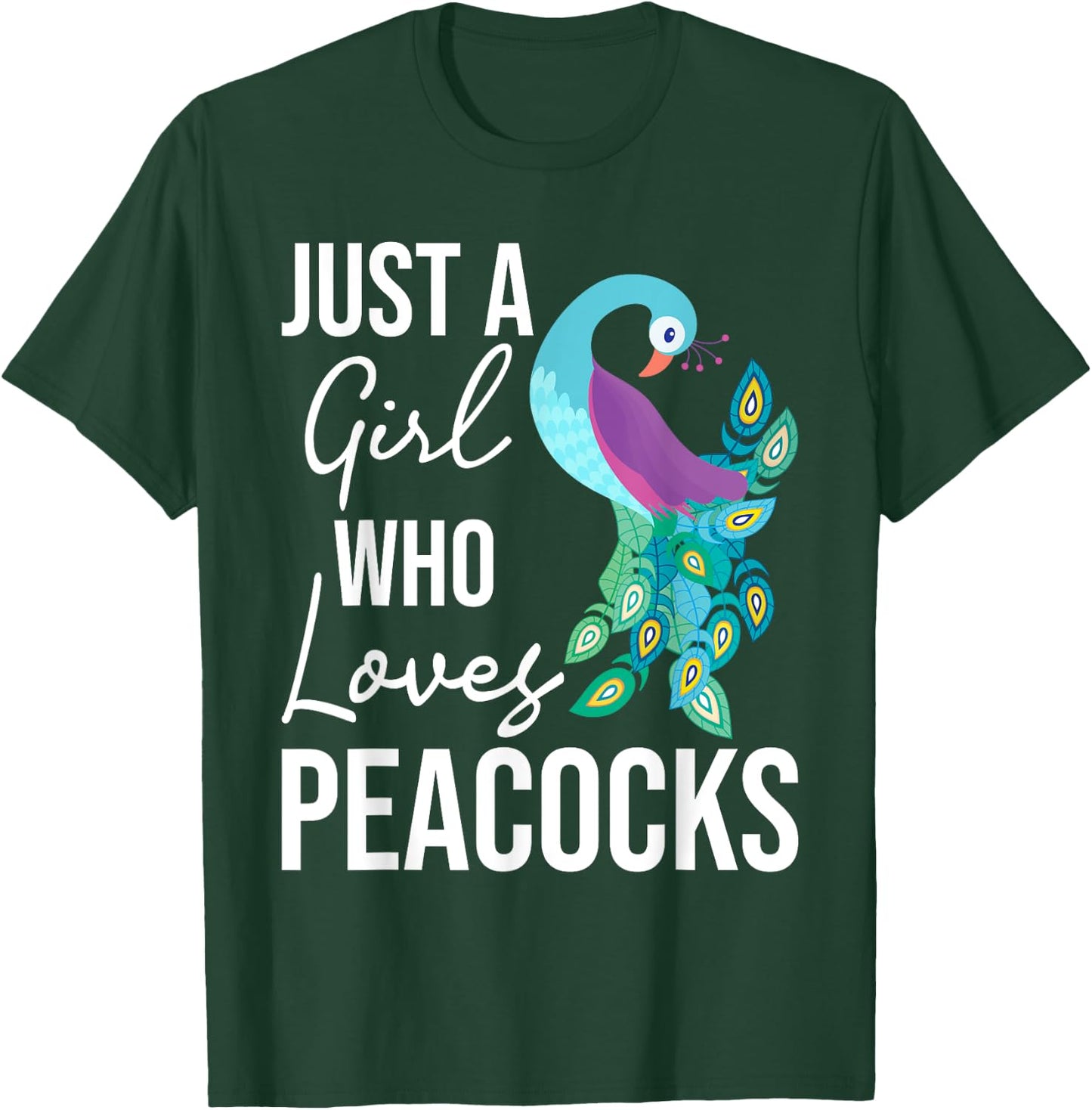 A Girl Who Loves Peacocks - Zookeeper Ornithologist T-Shirt - T-Shirt | Forest