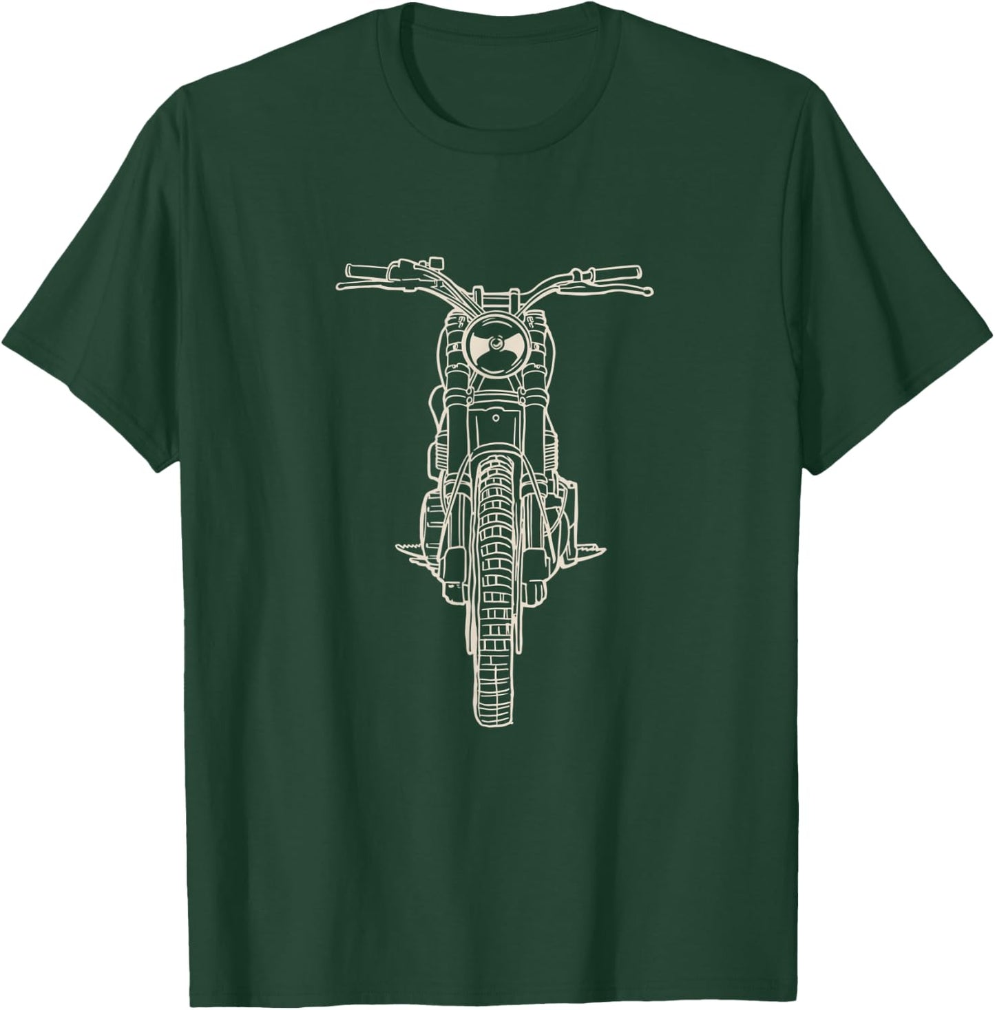 Hand Drawn Vintage Cafe Bike Racer T-Shirt - T-Shirt | Forest