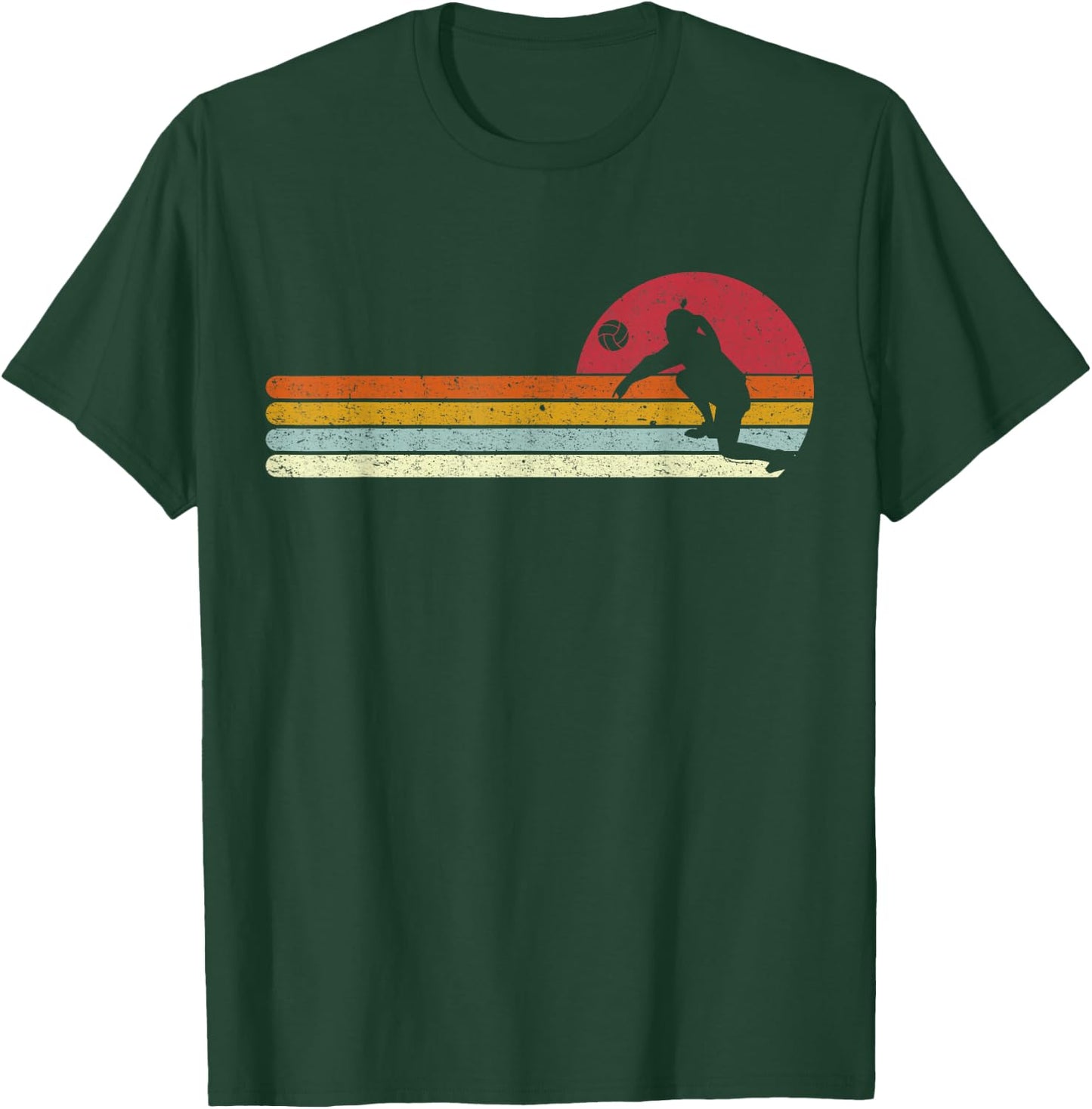 Sunset Volleyball Distressed T-Shirt - T-Shirt | Forest