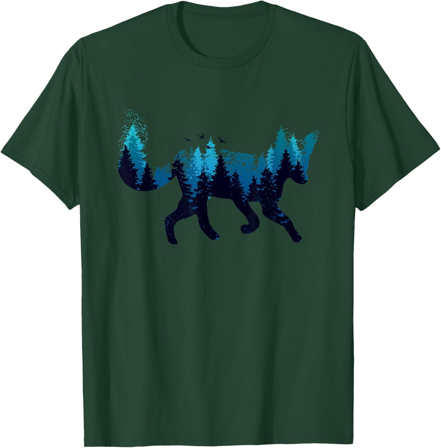Arctic Fox Landscape Animal Trees Night Arctic Fox Lover T-Shirt - T-Shirt | Forest