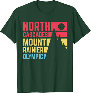 Vintage North Cascades Mount Rainier Olympic National Park T-Shirt - T-Shirt | Forest
