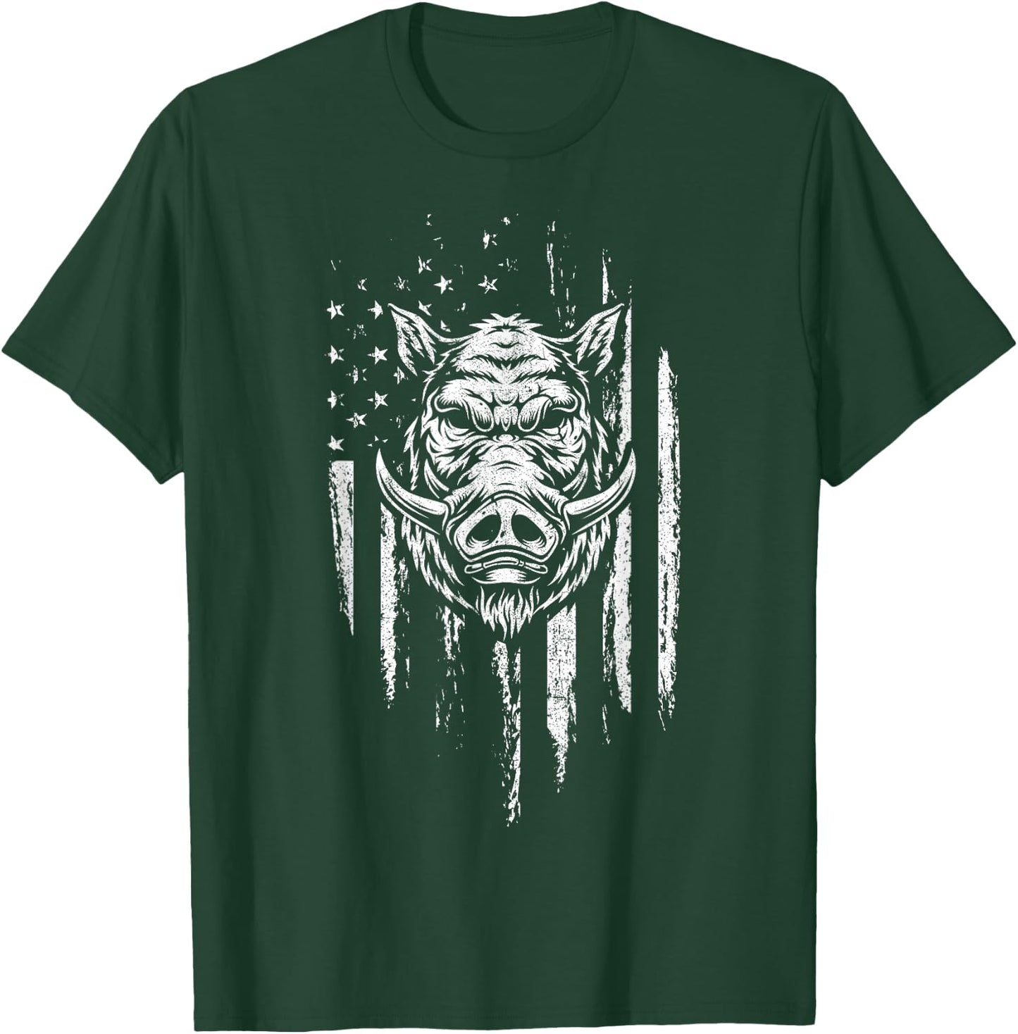 Wild Hog Hunting American Flag Pig Slayer Boar Hunter Gift Men T-Shirt - T-Shirt | Forest