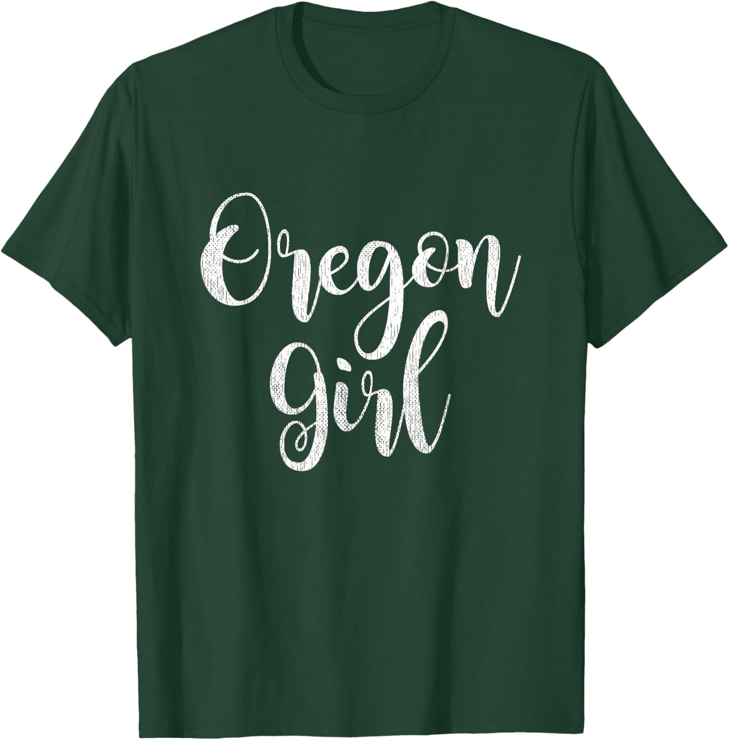Distressed OR Women Lettering Cute Oregon Girl T-Shirt - T-Shirt | Forest