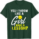 Softball Lovers Gifts Yes I Throw Like A Girl Want A Lesson Black Sleeveless T-Shirt - T-Shirt | Forest