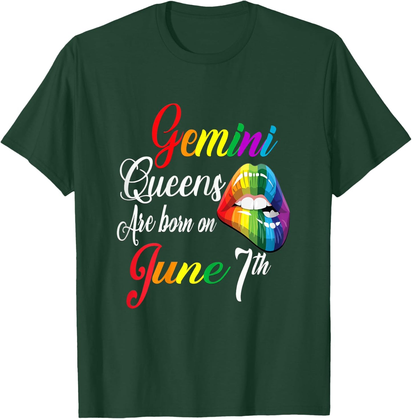 Rainbow Queens Are Born On June 7th Gemini Girl BIrthday T-Shirt - T-Shirt | Forest