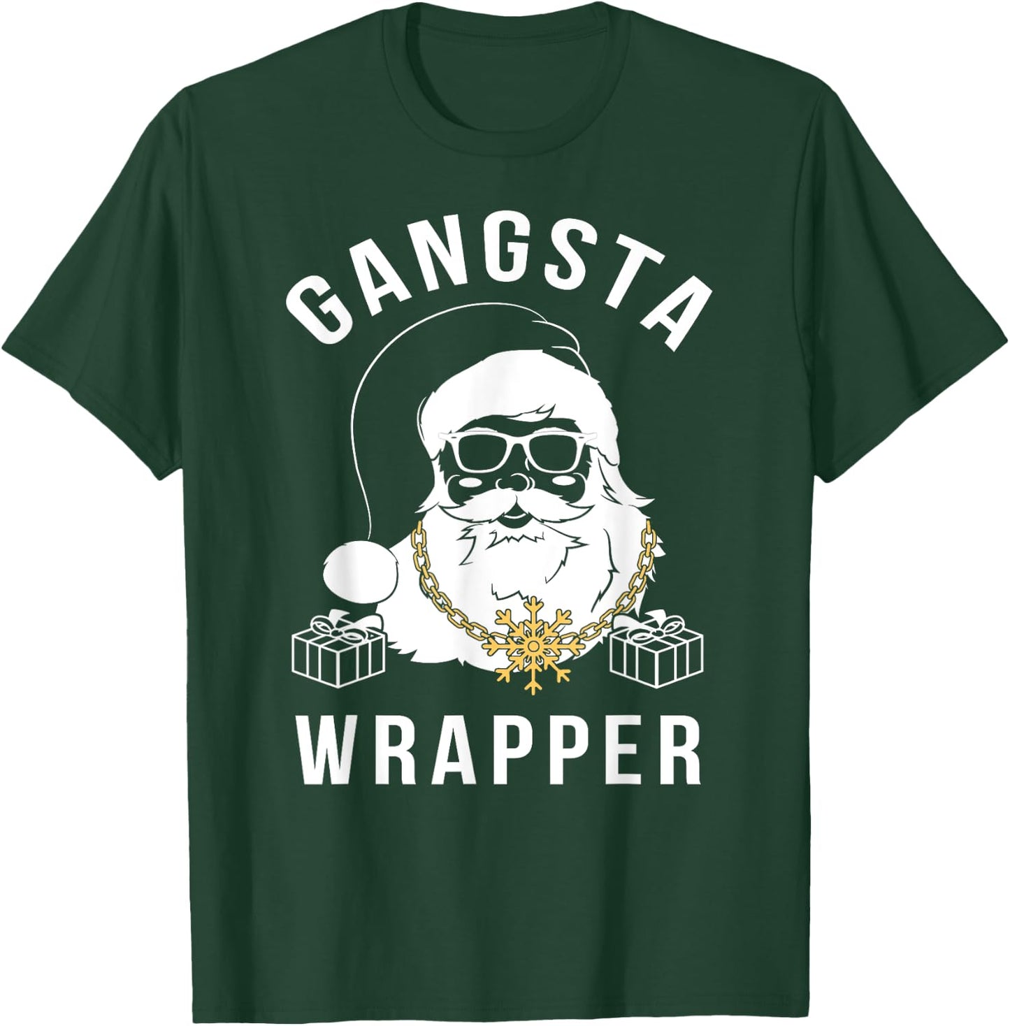 Gangsta Wrapper Gangster Santa Funny Christmas T-Shirt - T-Shirt | Forest