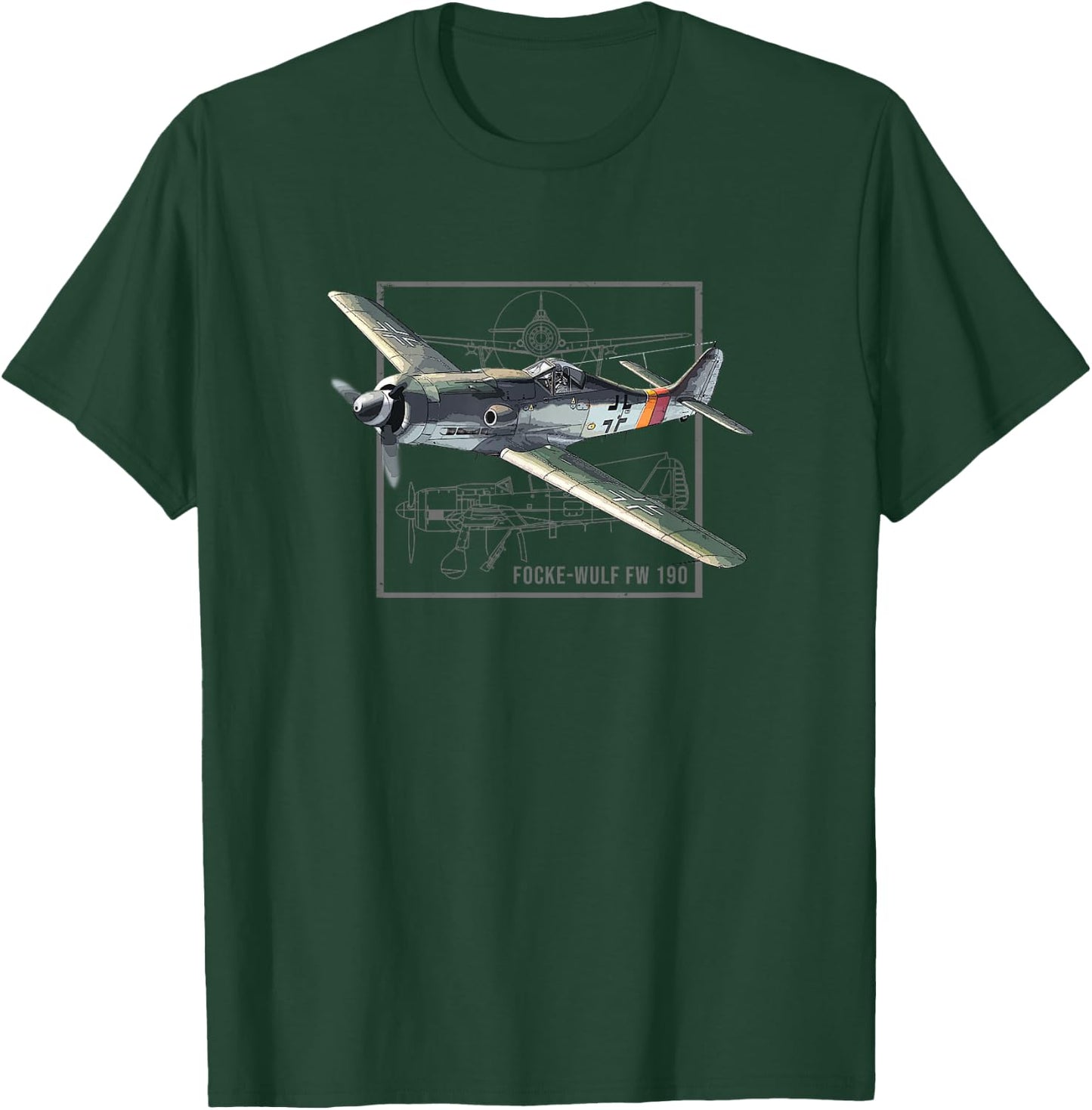 Focke-Wulf FW 190 | WW2 Fighter Plane T-Shirt - T-Shirt | Forest