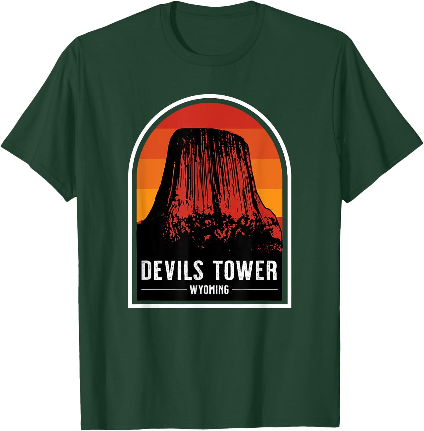 Retro Devils Tower National Monument Wyoming Hiking T-Shirt - T-Shirt | Forest
