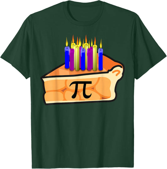 Pi Day Birthday Shirt 3.14 Math Geek Pie with Candles T-Shirt - T-Shirt | Forest