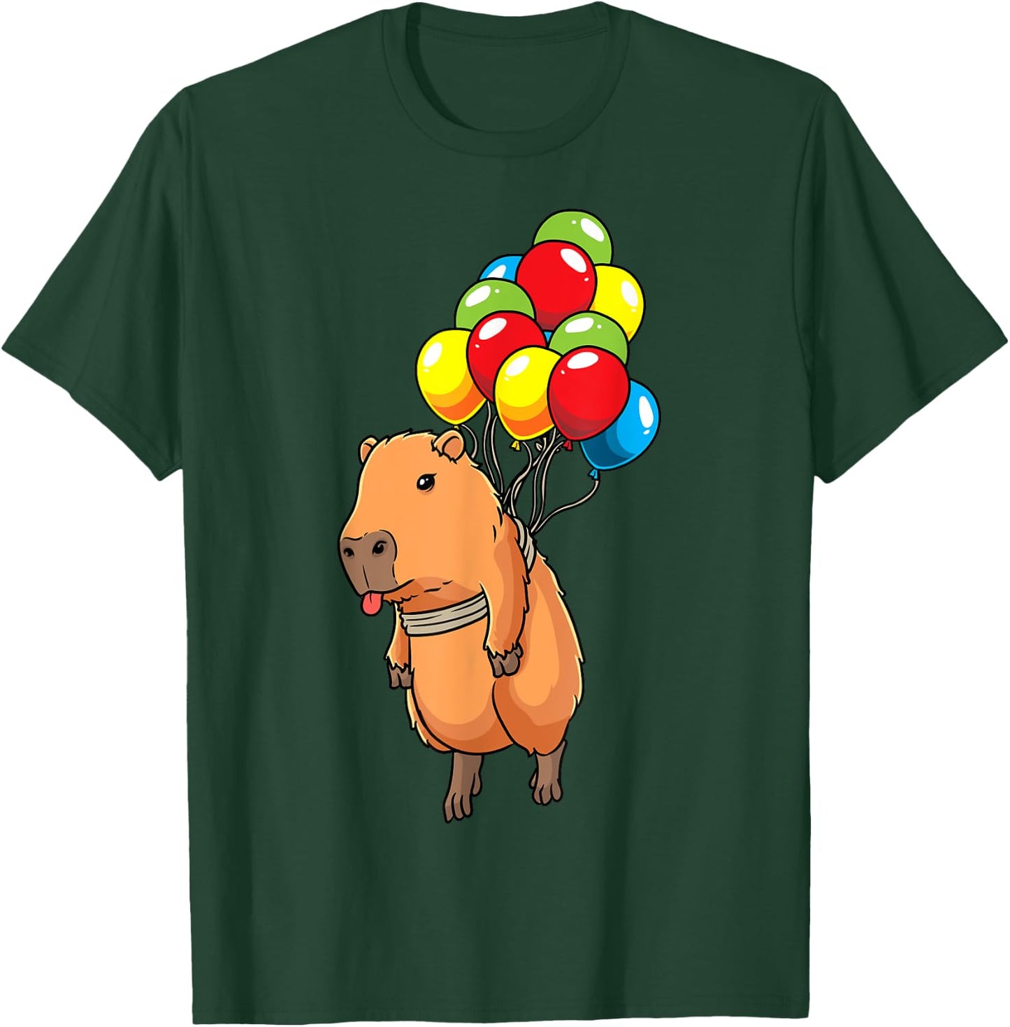 Capybara Giant Cavy Rodent With Balloons Capybara T-Shirt - T-Shirt | Forest