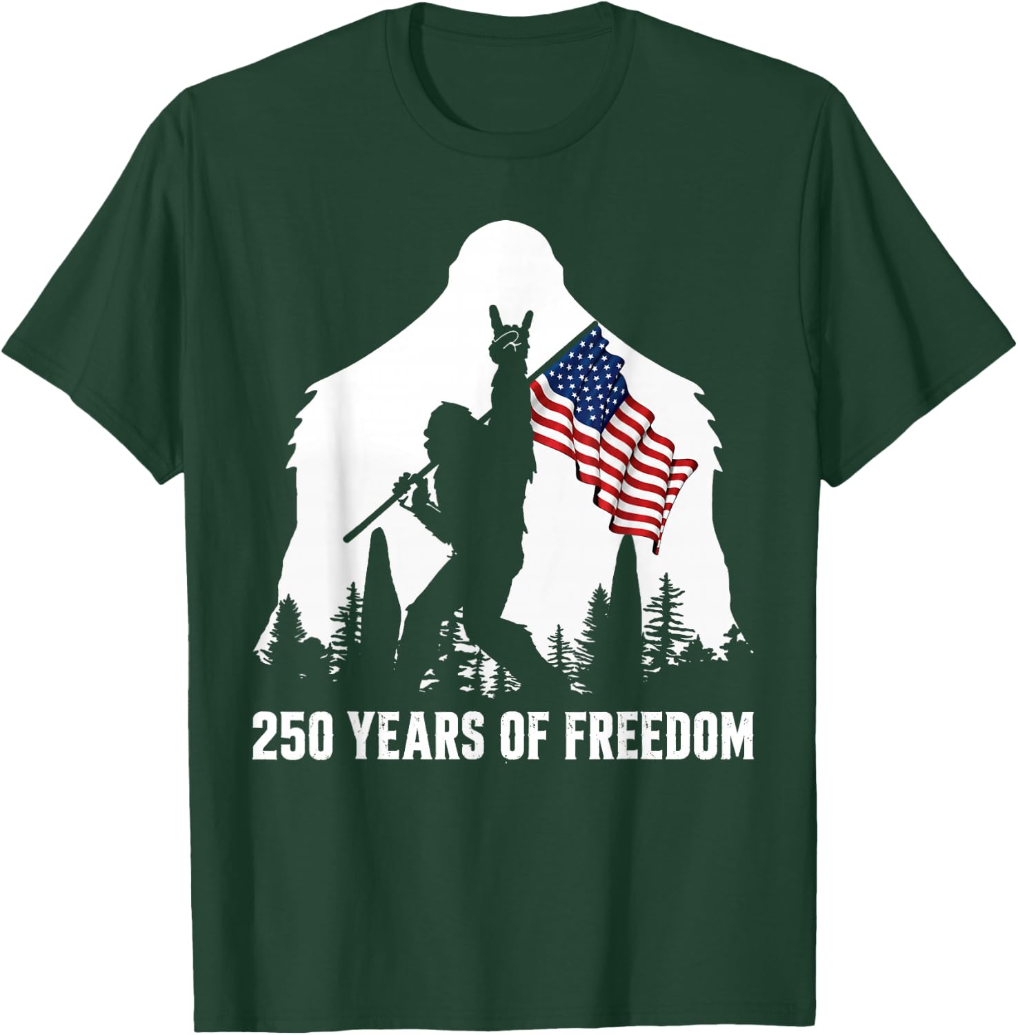 Big Foot Bigfoot Sasquatch American Flag Patriotic 4th July T-Shirt - T-Shirt | Forest