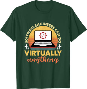 Software Engineers Can Do Virtually Anything Retro Sunset T-Shirt - T-Shirt | Forest