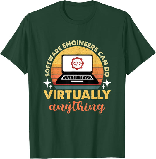 Software Engineers Can Do Virtually Anything Retro Sunset T-Shirt - T-Shirt | Forest