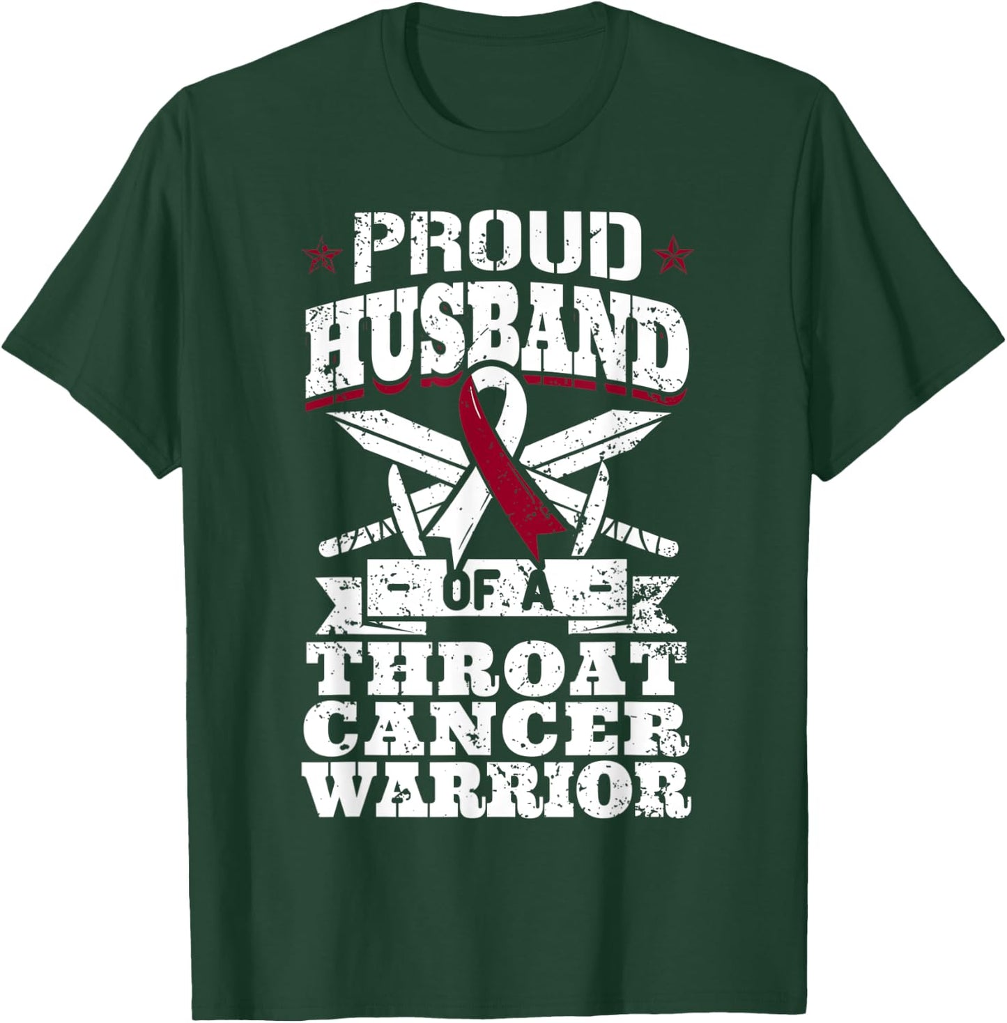Proud Husband Of A Throat Cancer Warrior Awareness Ribbon T-Shirt - T-Shirt | Forest