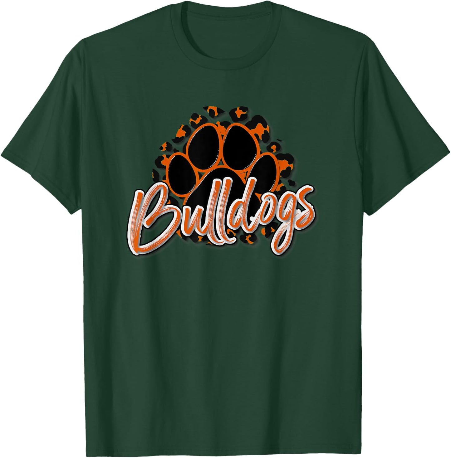 Bulldogs Orange Black Cheetah School Sports Fan Team Spirit T-Shirt - T-Shirt | Forest