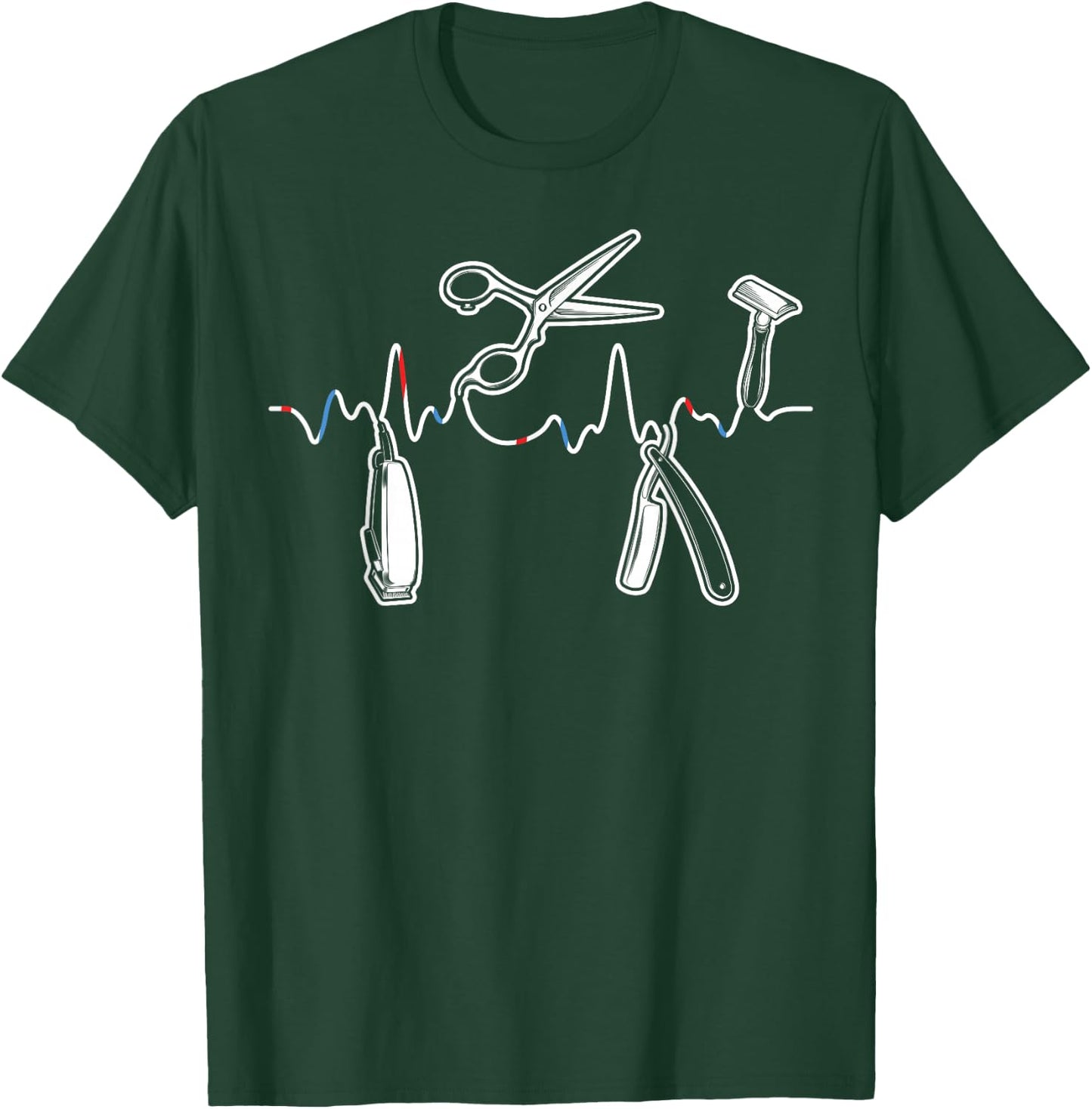 Barbers Hair Retro Barber Lifeline Barbershop Men Women T-Shirt - T-Shirt | Forest