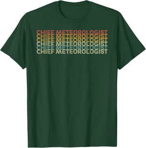Retro 70s Chief Meteorologist Job Title T-Shirt - T-Shirt | Forest