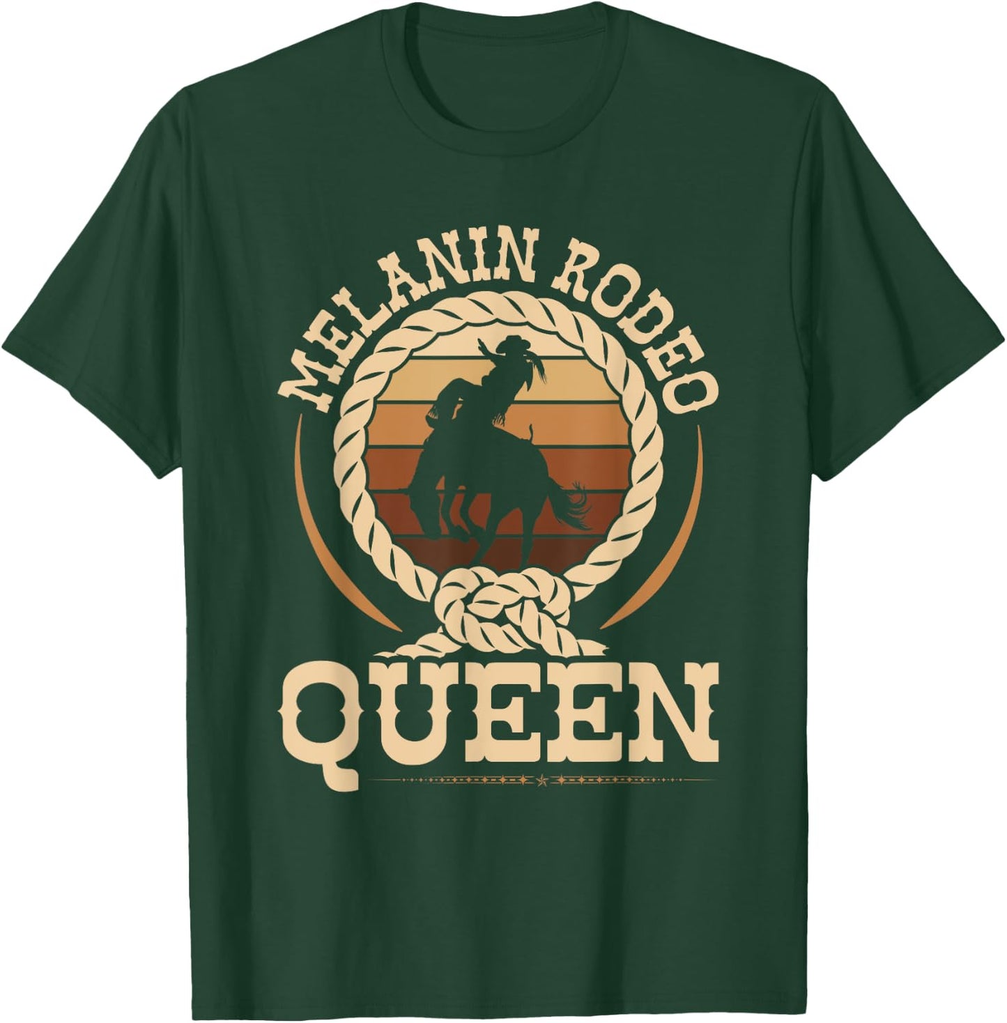 Bronc Riding Melanin Rodeo Queen African American Cowgirl T-Shirt - T-Shirt | Forest