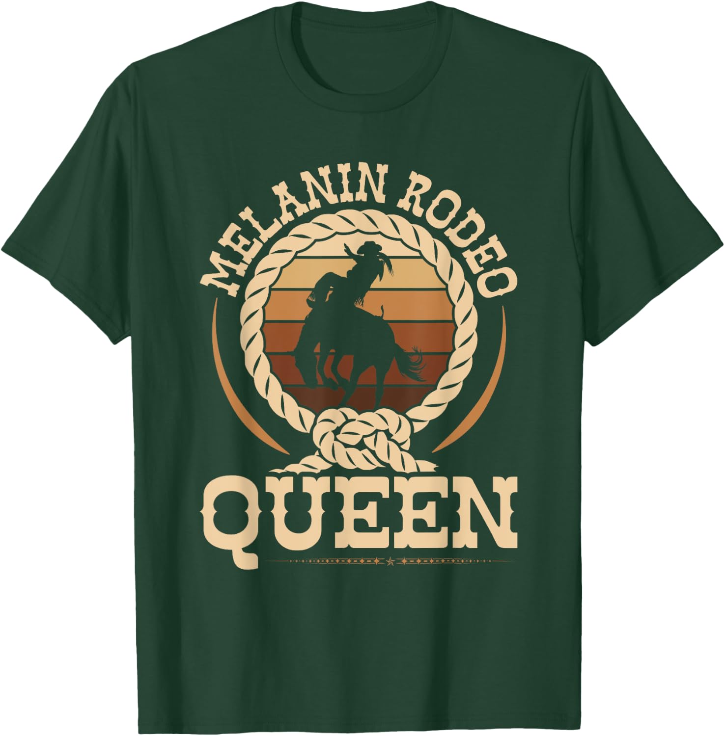 Bronc Riding Melanin Rodeo Queen African American Cowgirl T-Shirt - T-Shirt | Forest