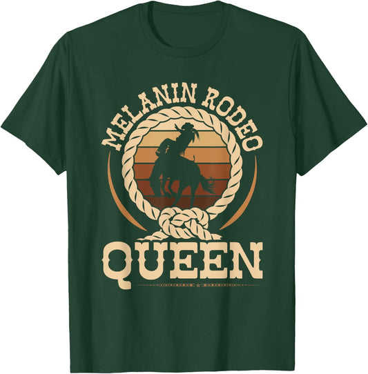 Bronc Riding Melanin Rodeo Queen African American Cowgirl T-Shirt - T-Shirt | Forest