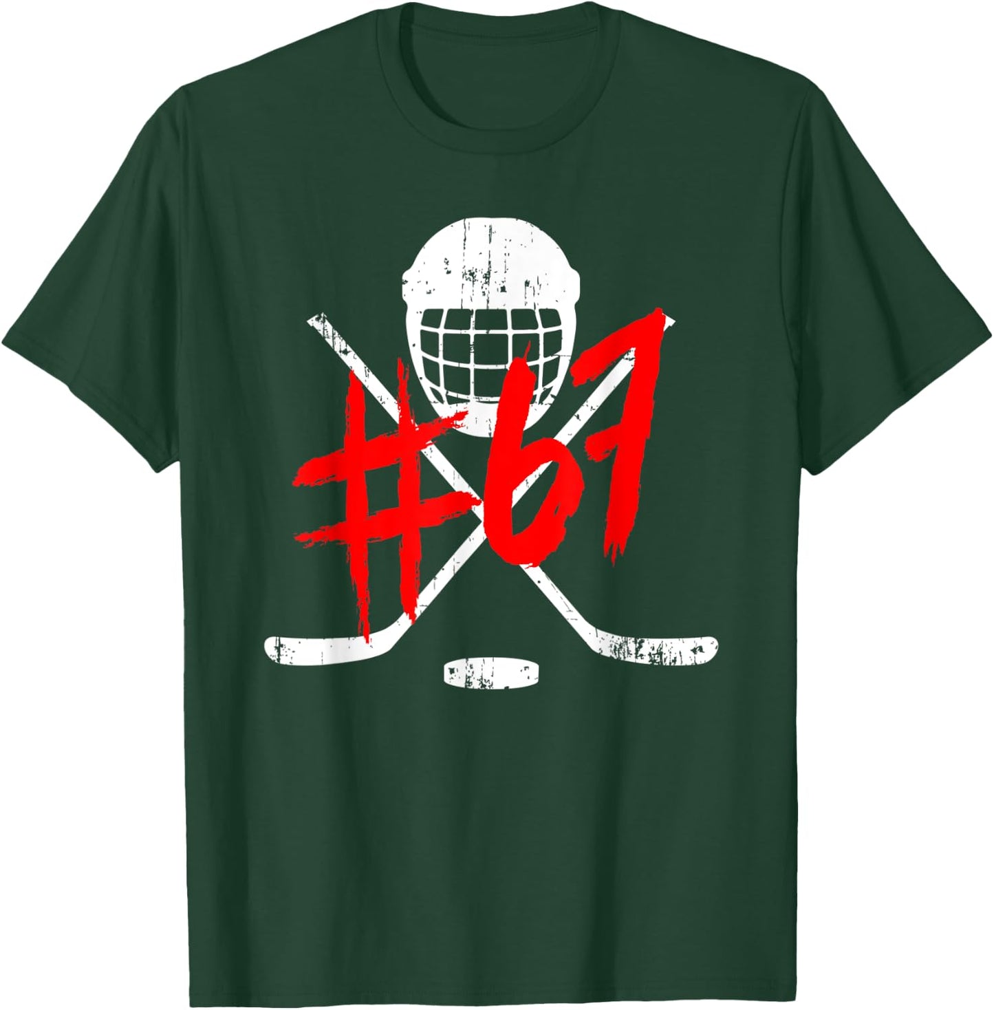 Vintage Hockey 67 Jersey Number T-Shirt - T-Shirt | Forest