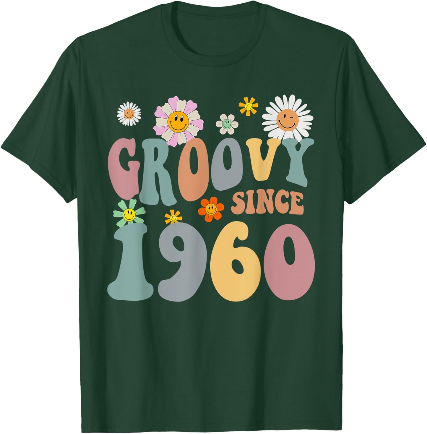 mb Groovy Since 1960 Retro Hippie Flower 62nd Birthday T-Shirt - T-Shirt | Forest