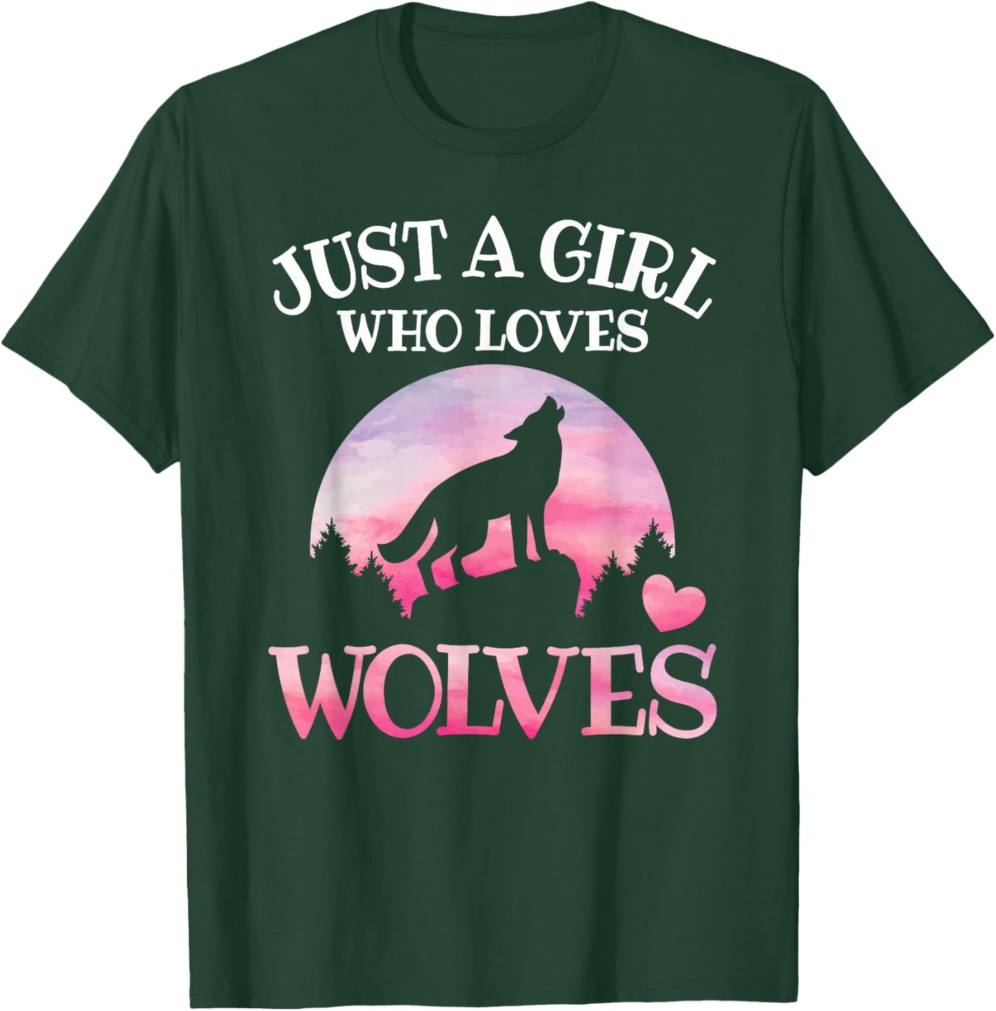Just A Girl Who Loves Wolves Wildlife Animal Girl Wolf T-Shirt - T-Shirt | Forest
