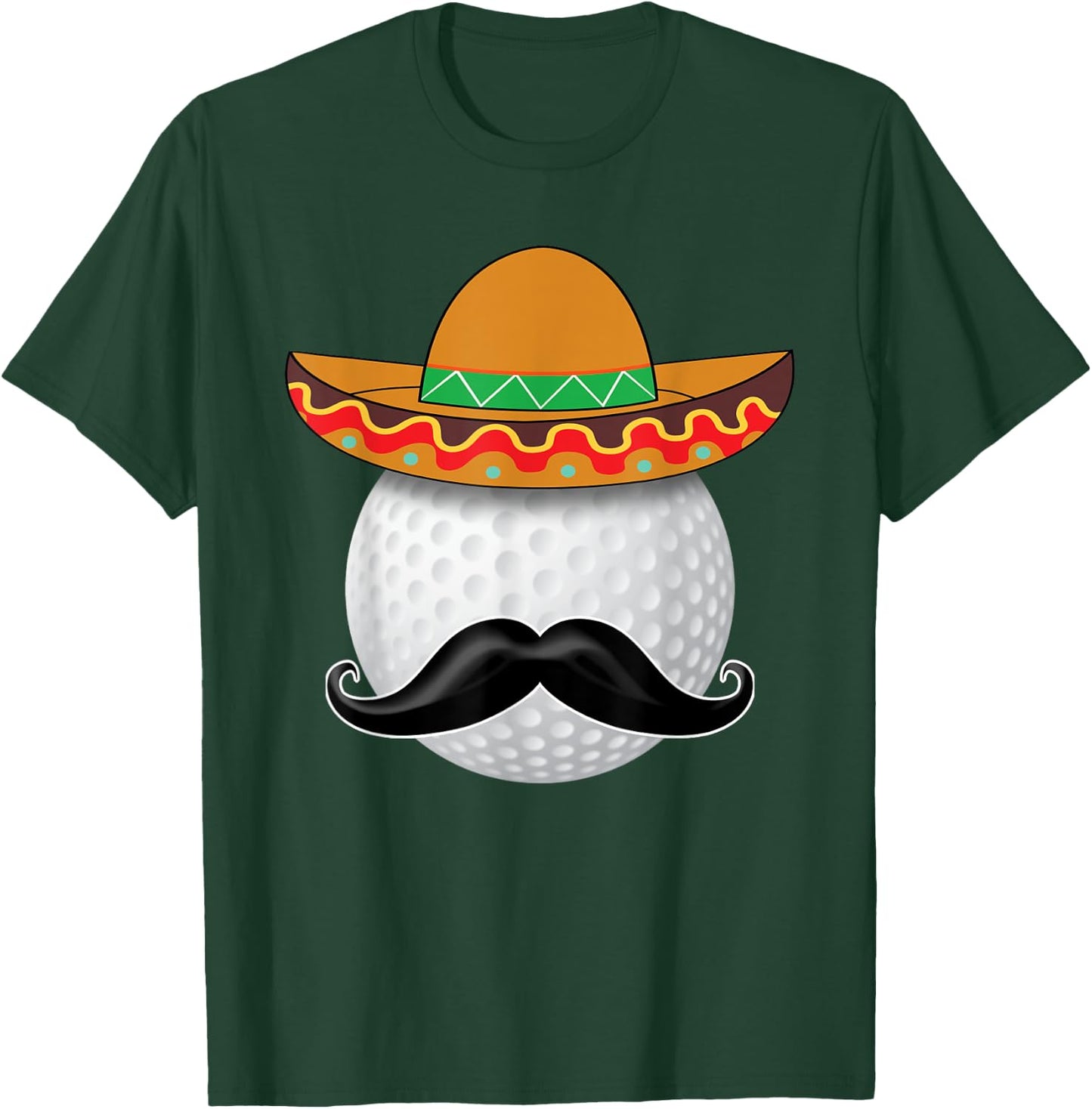 Funny Golf Ball Mustache Mexican Sports Mexico Party Shirt T-Shirt - T-Shirt | Forest