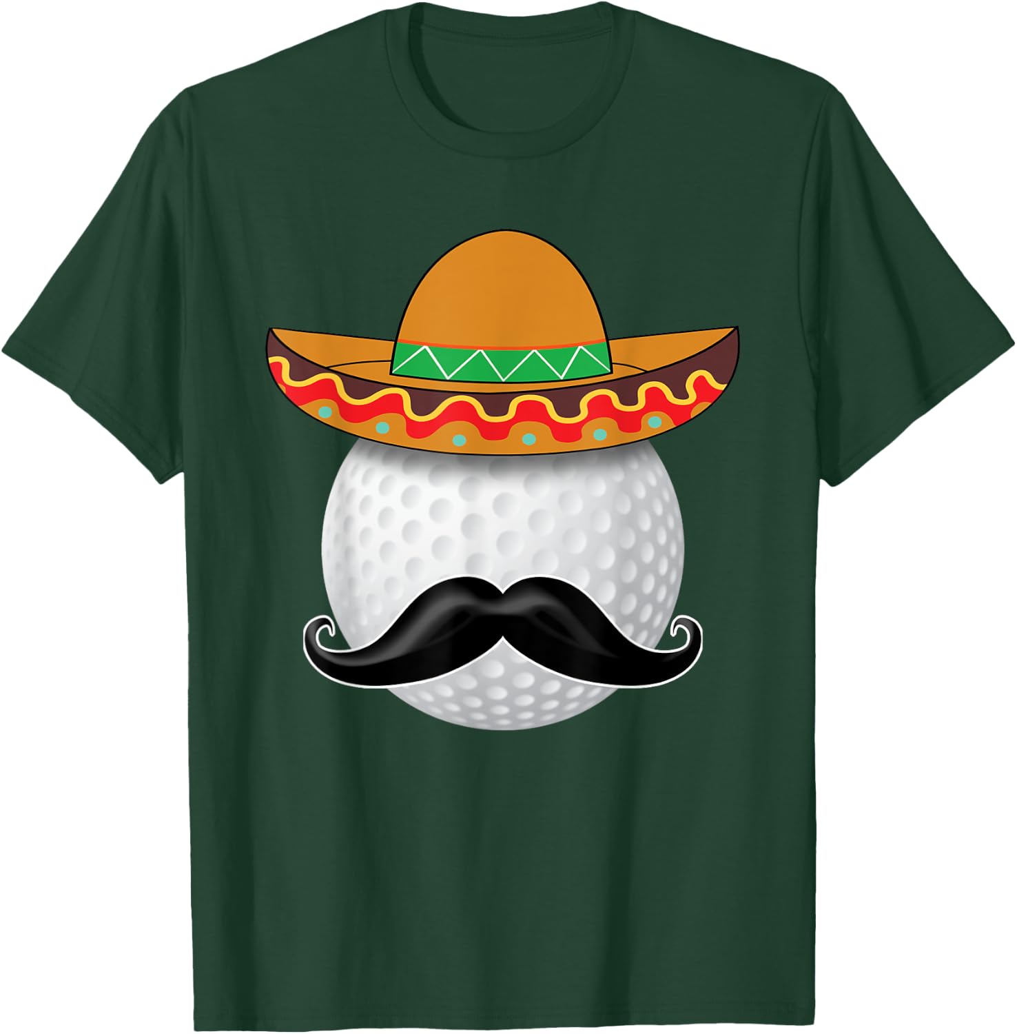 Funny Golf Ball Mustache Mexican Sports Mexico Party Shirt T-Shirt - T-Shirt | Forest