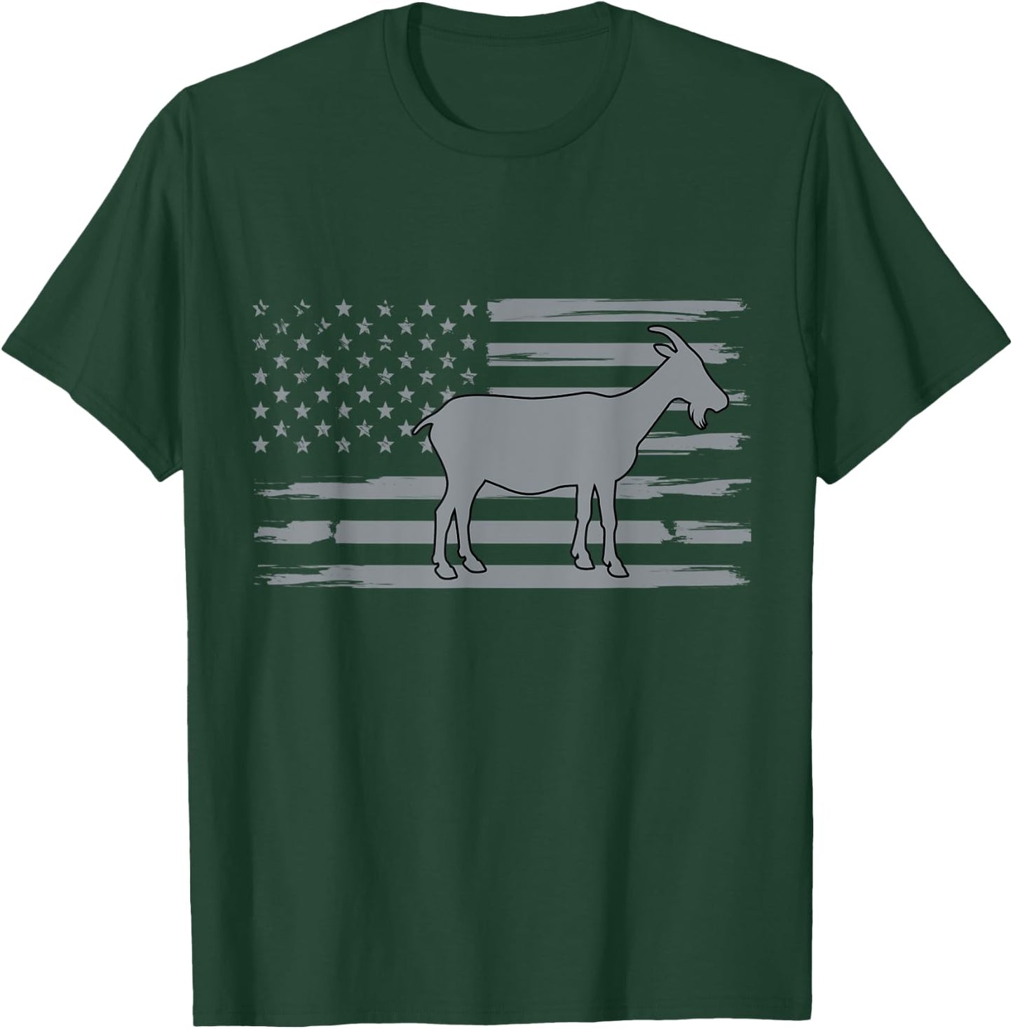Goat USA American Flag Funny Goat Lover Owner Men Women Kids T-Shirt - T-Shirt | Forest