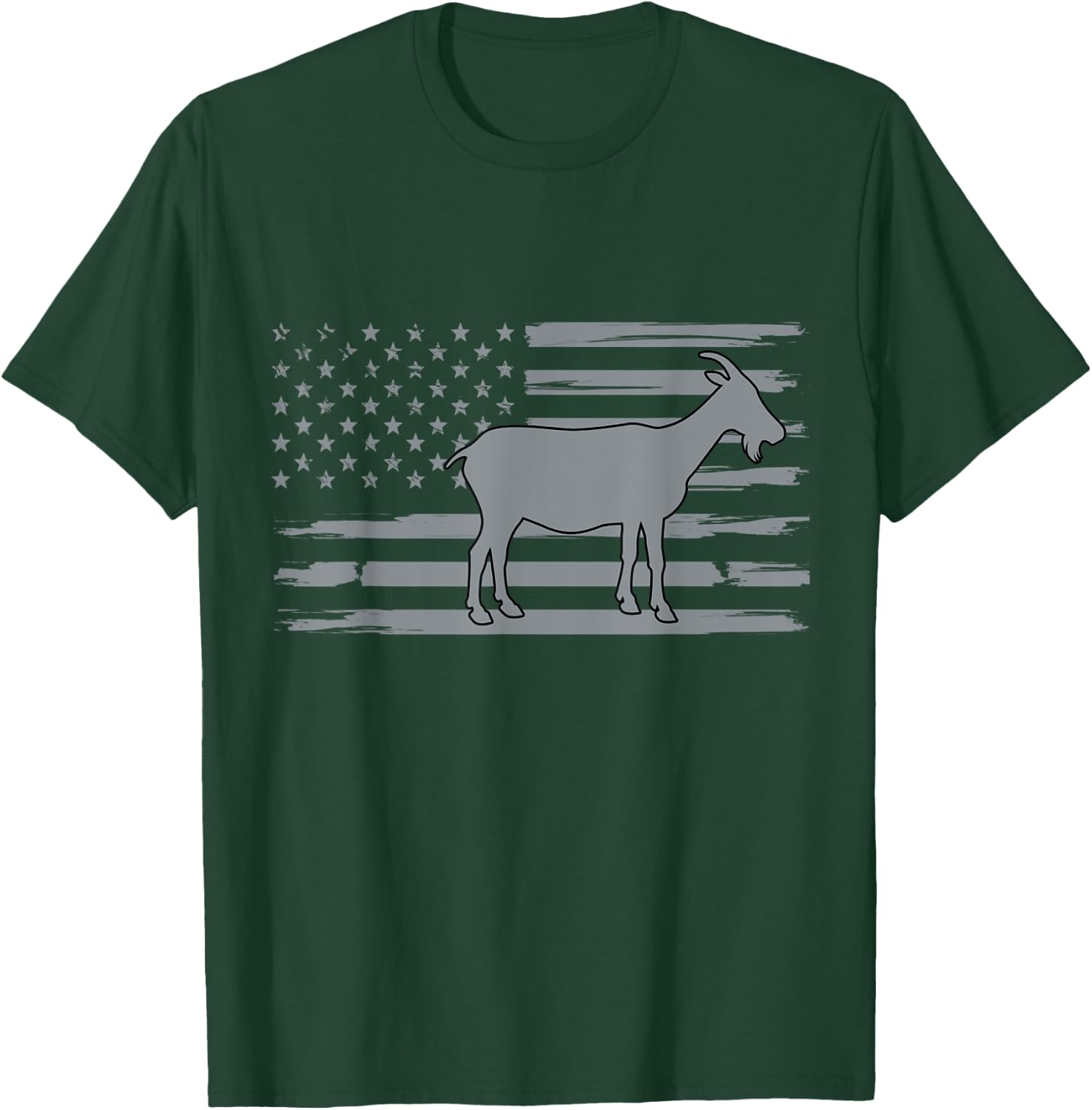 Goat USA American Flag Funny Goat Lover Owner Men Women Kids T-Shirt - T-Shirt | Forest
