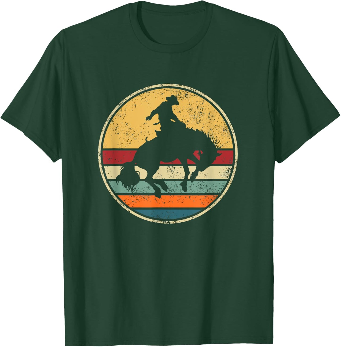 Western Riding Rodeo Horse Cowboy Retro Vintage Outfit T-Shirt - T-Shirt | Forest