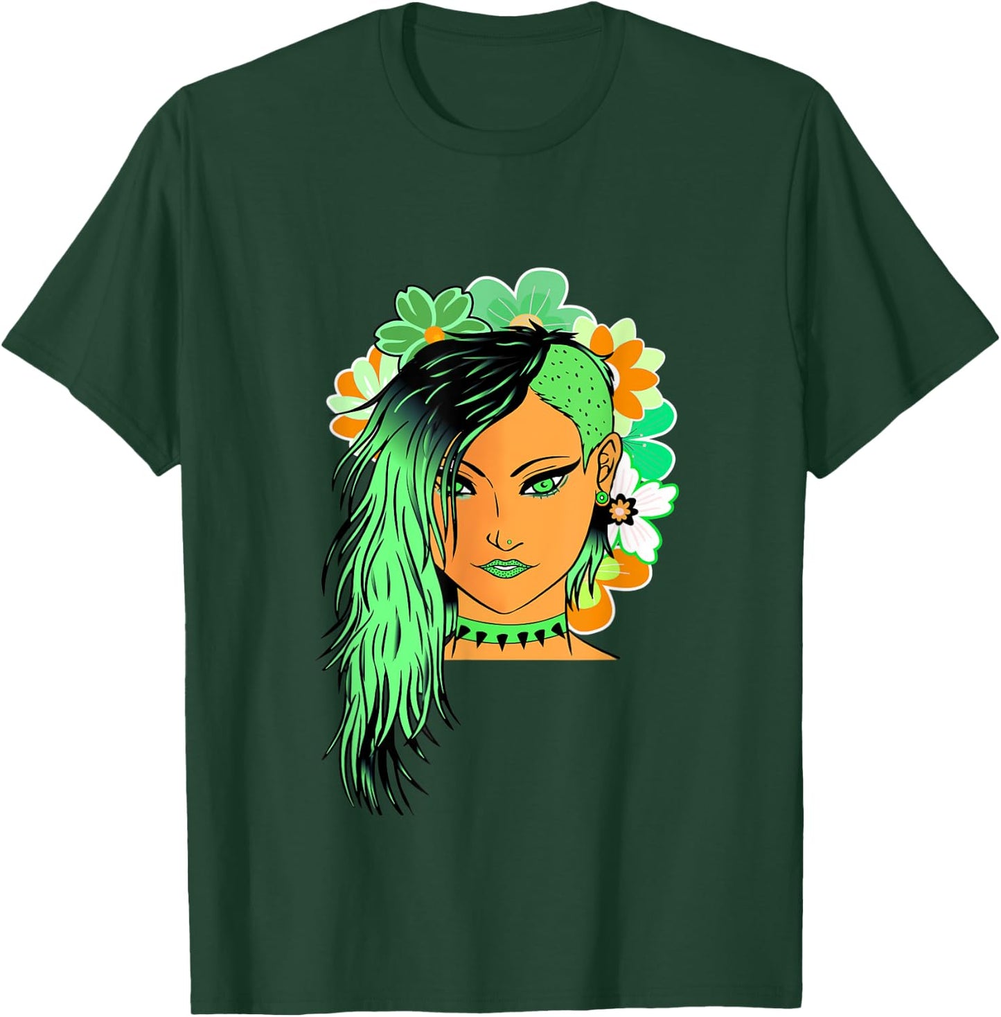 Kawaii Anime fairy floral emo goth teen girl lime green T-Shirt - T-Shirt | Forest