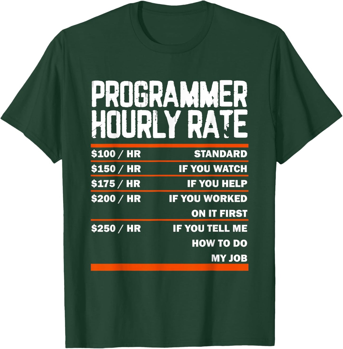 Programming Coding Programmer Hourly Rate Coder T-Shirt - T-Shirt | Forest