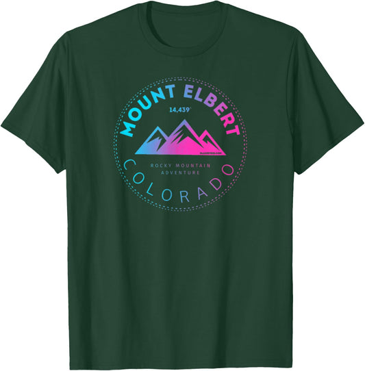 Mount Elbert Colorado 14er - Retro Rocky Mountain T-Shirt - T-Shirt | Forest