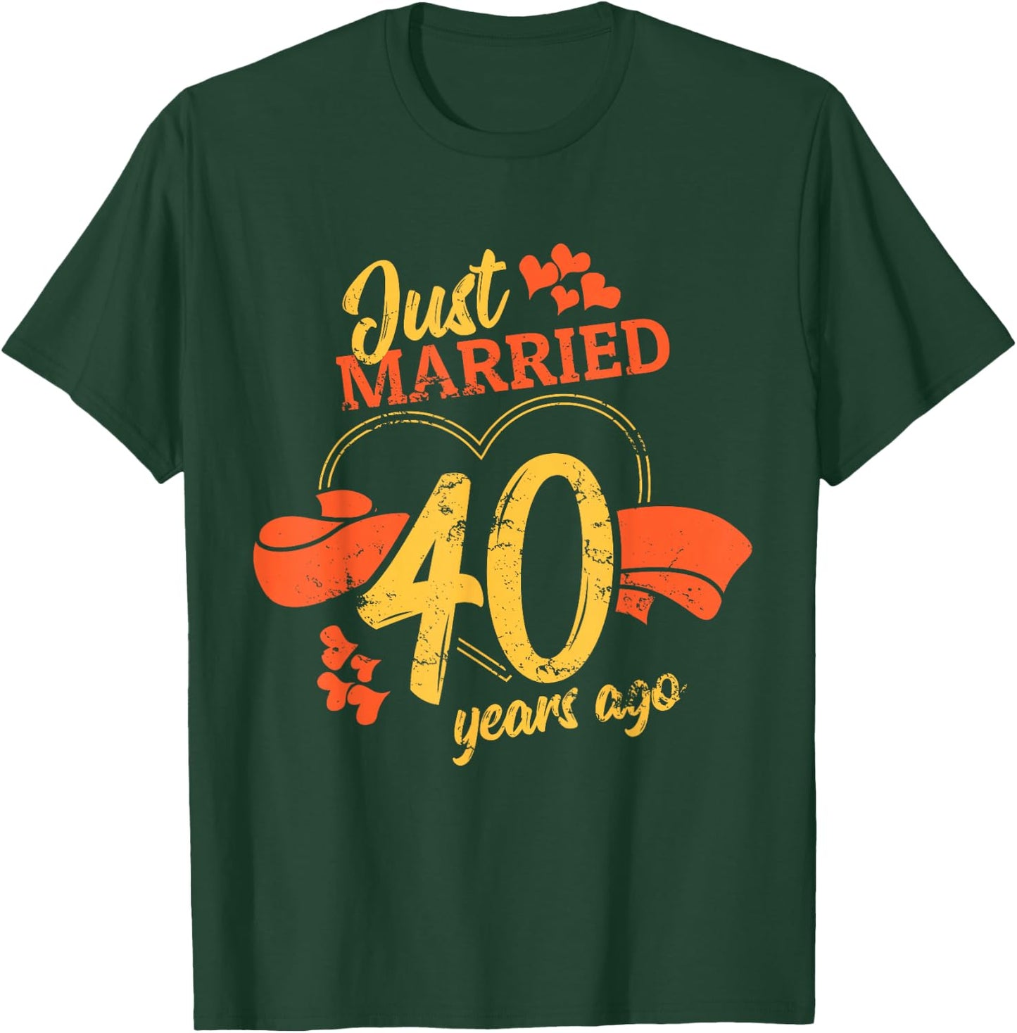 Just Married 40 Years Ago Love Ring Relationship Anniversary T-Shirt - T-Shirt | Forest