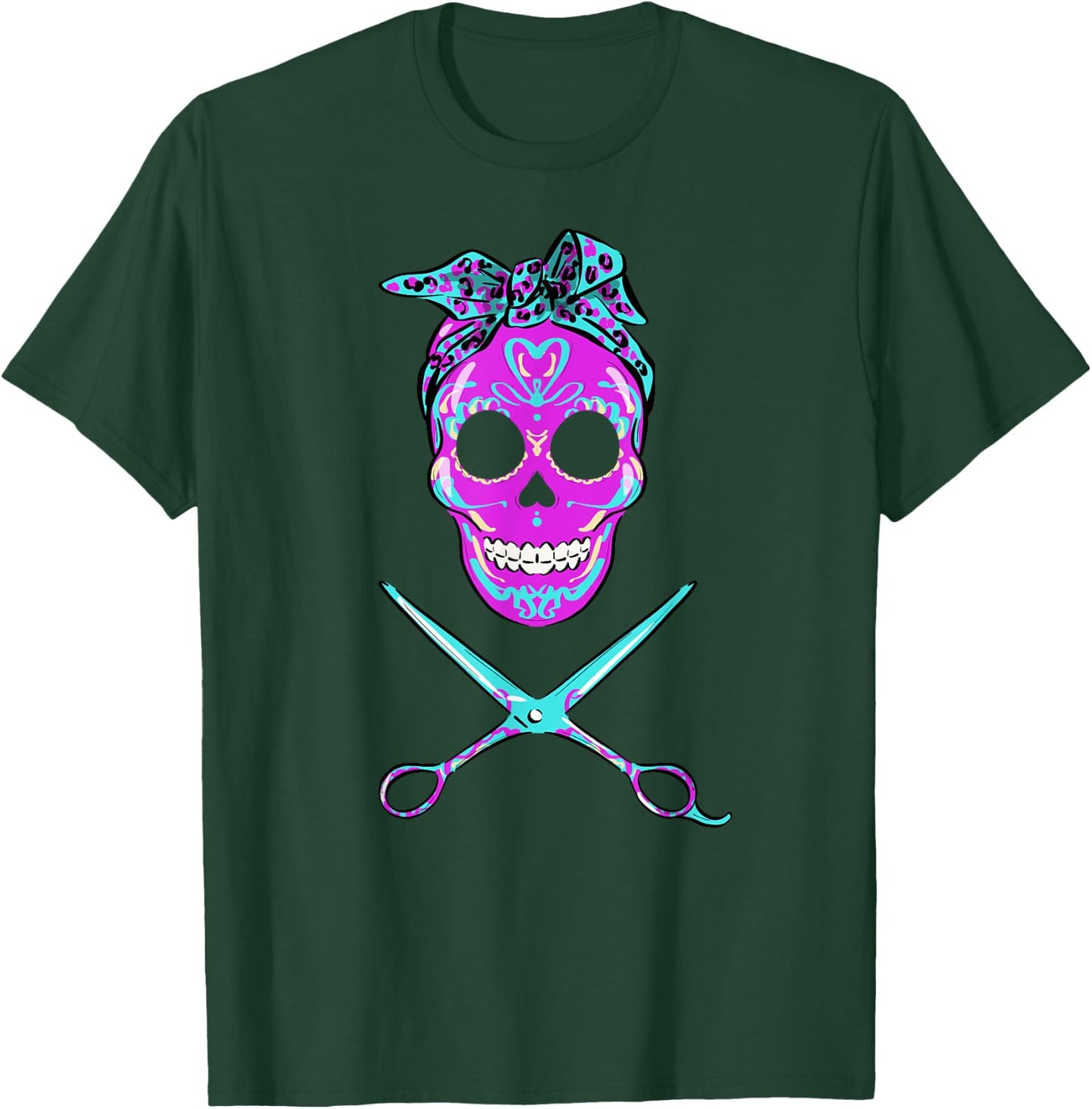 Vintage Sugar Skull Hair Stylist Funny hairstylist T-Shirt - T-Shirt | Forest