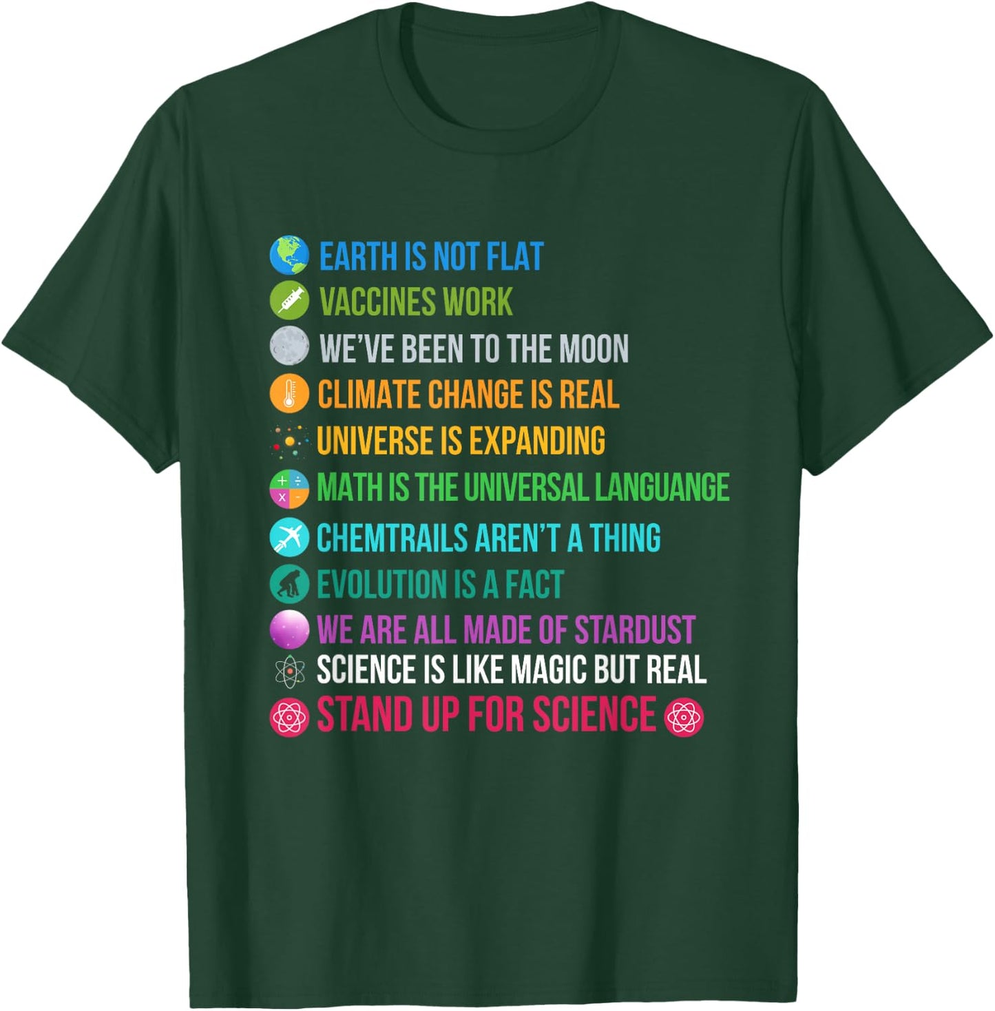 Earth Is Not Flat Vaccines Work Science Teacher Nerd Geek T-Shirt - T-Shirt | Forest