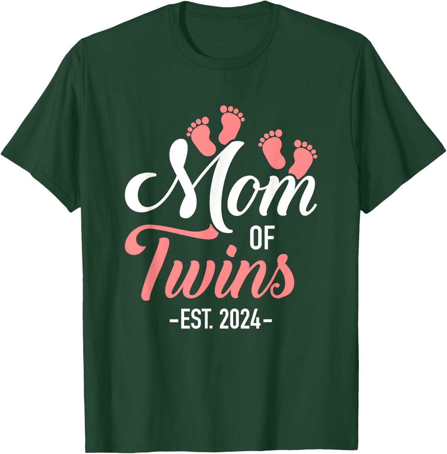 Mom of twins 2024 for pregnancy announcement T-Shirt - T-Shirt | Forest