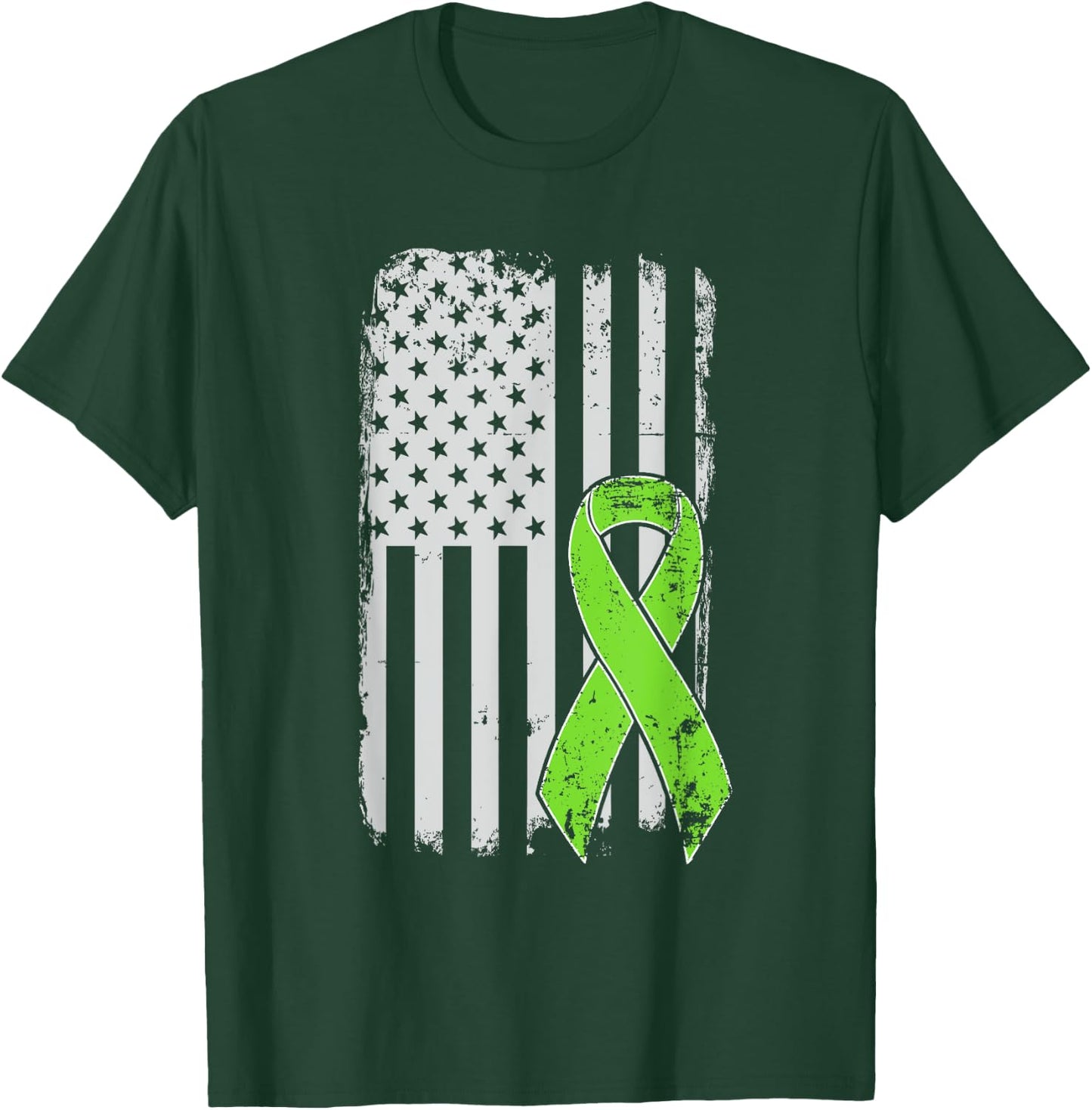 Non-Hodgkins Lymphoma Awareness - Vintage USA American Flag T-Shirt - T-Shirt | Forest